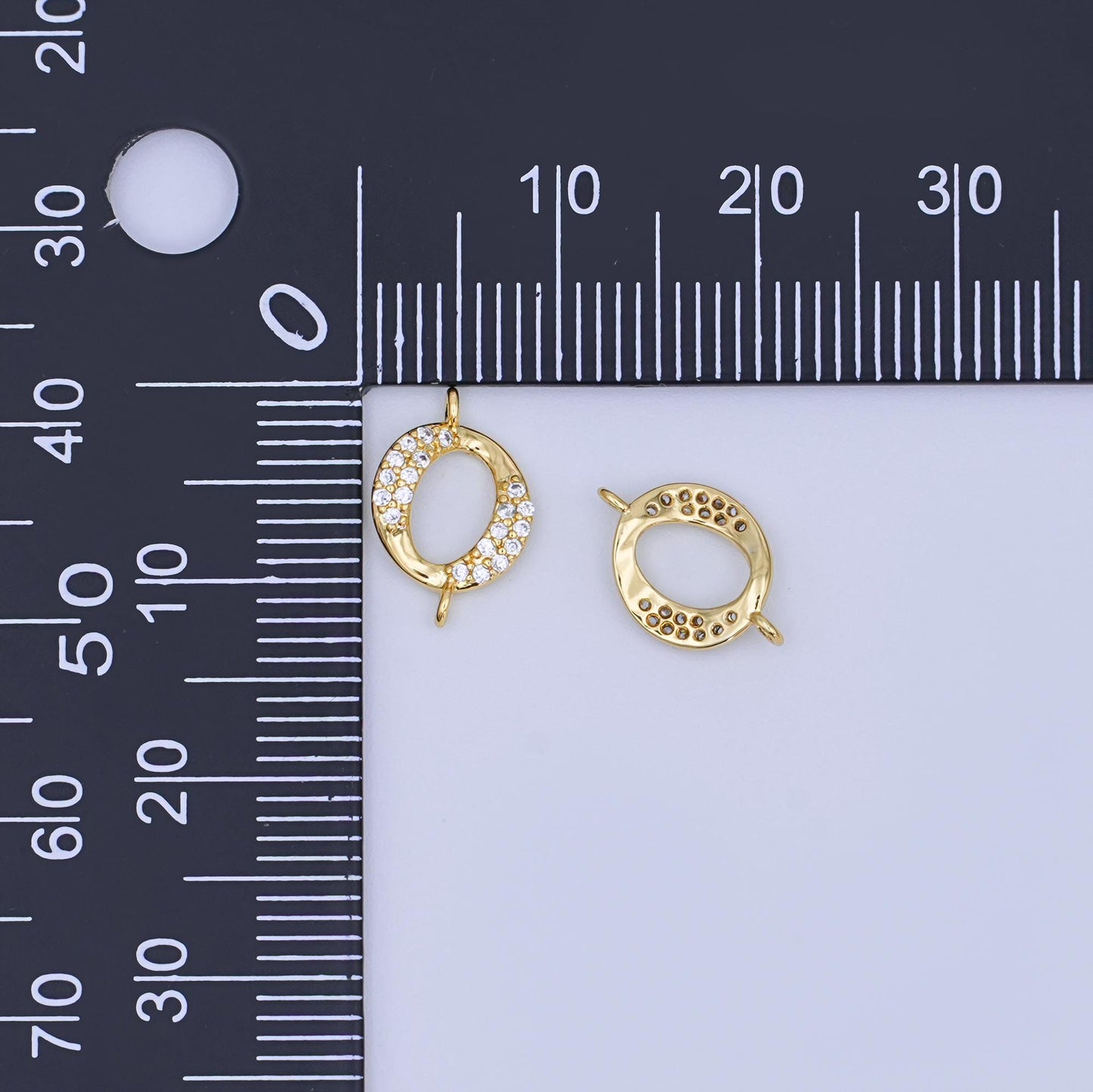 24K Gold Filled Clear Micro Paved CZ Round Connector | Y026