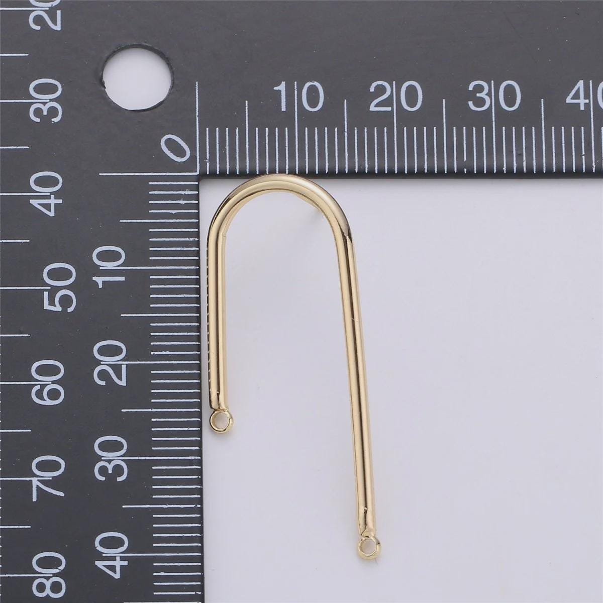Gold Rectangular Post Earring Component, Geometric Earrings with Open Link for DIY Earring Jewelry Making Gold Filled K-252
