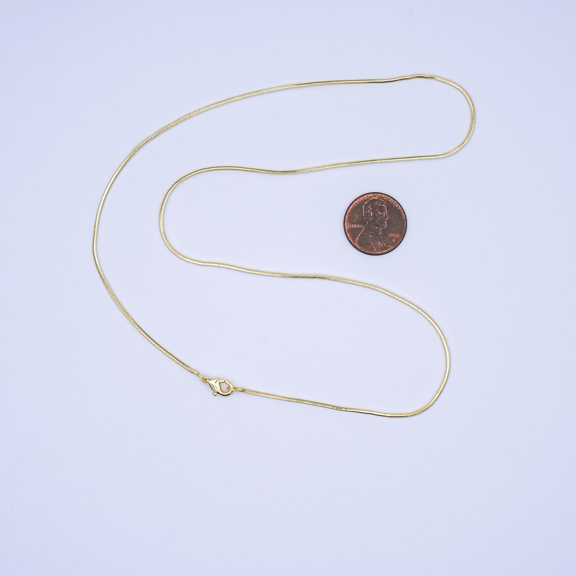 24K Gold Filled 1.2mm Cocoon Snake Chain 17.5 Inch Thin Herringbone Chain Necklace | WA-3229