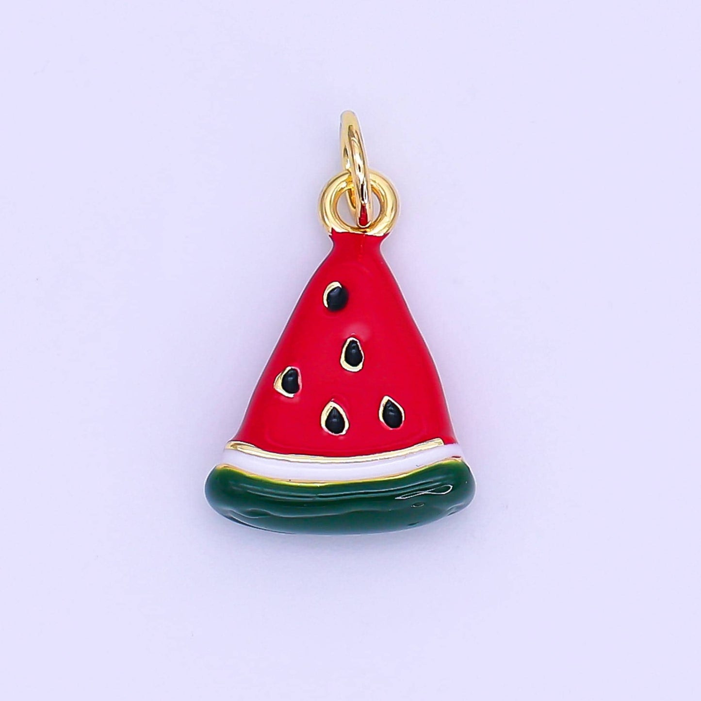 24K Gold Filled Enamel Watermelon Fruit Charm | E559