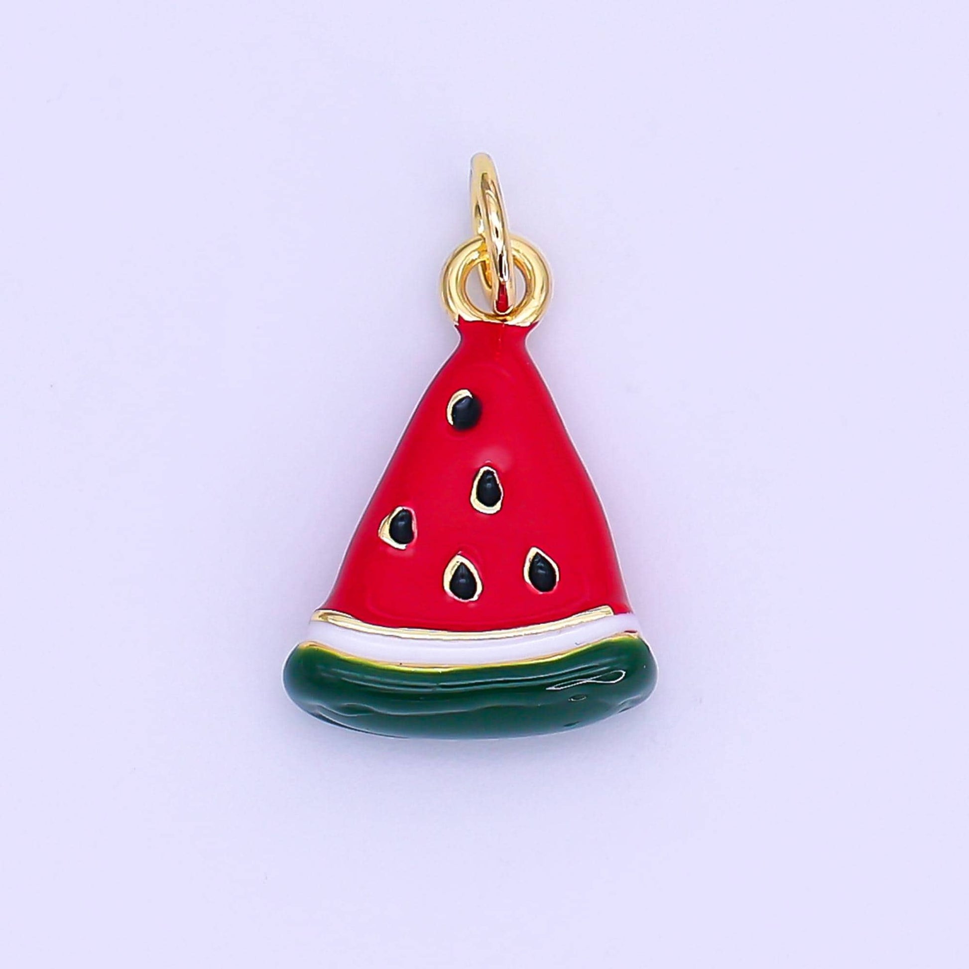 24K Gold Filled Enamel Watermelon Fruit Charm | E559