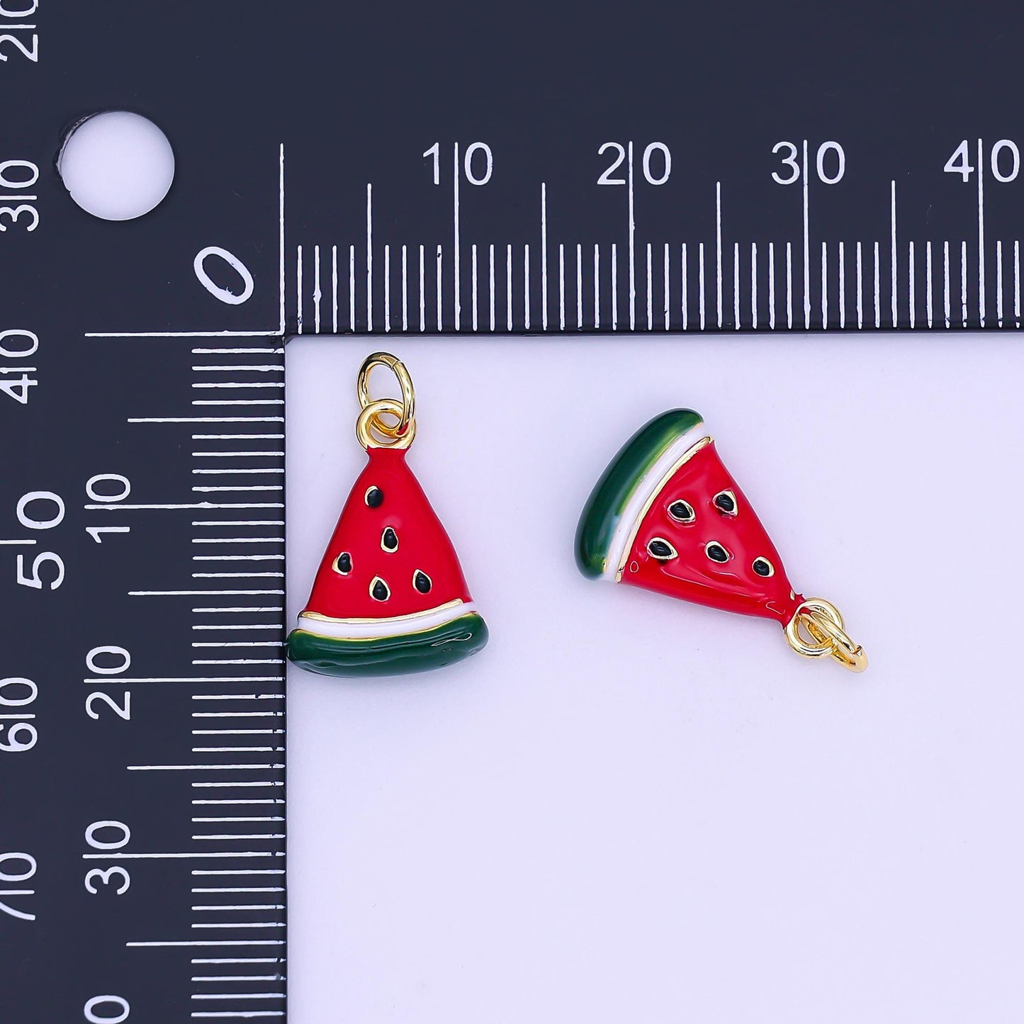 24K Gold Filled Enamel Watermelon Fruit Charm | E559