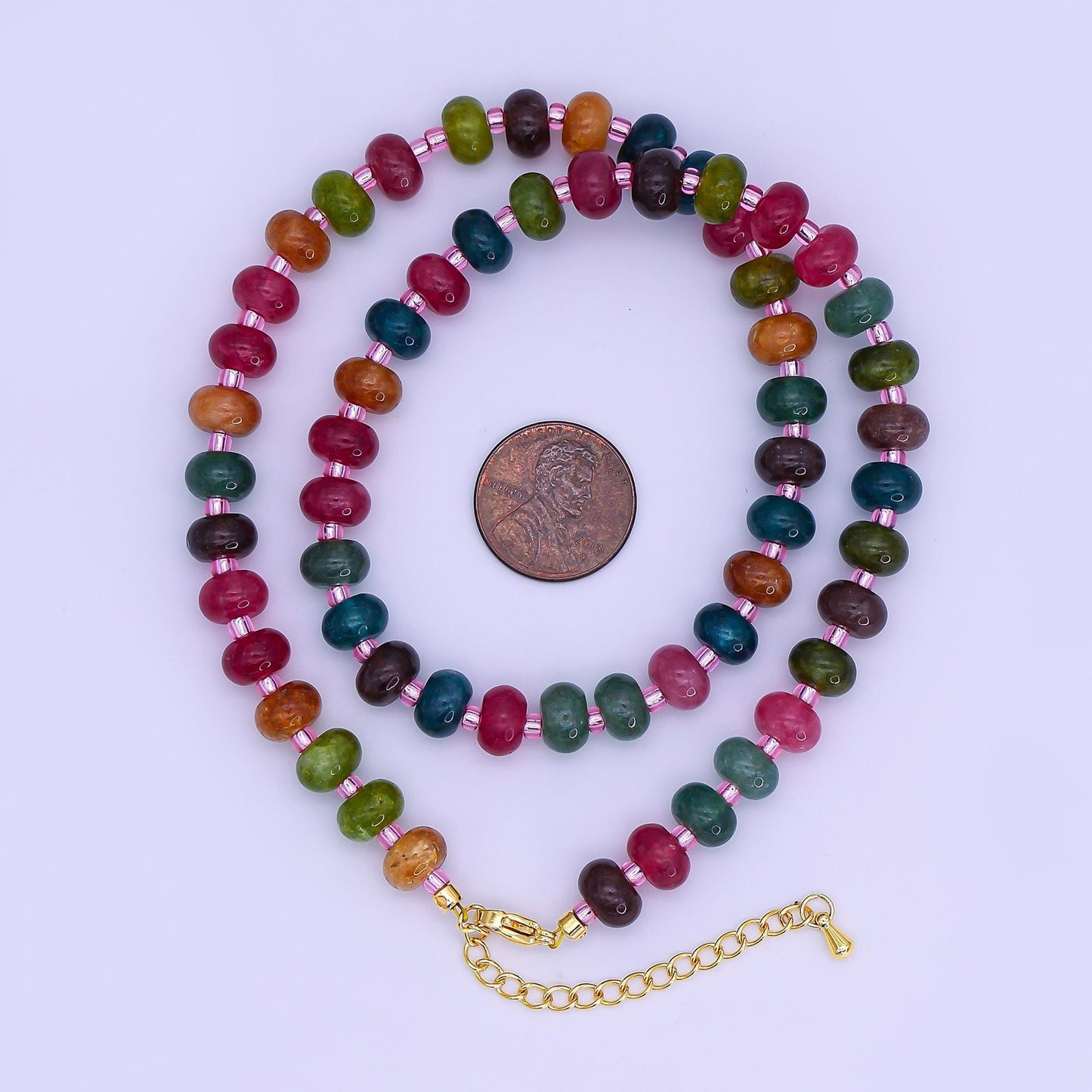 14K Gold Filled Gradient Multicolor Gemstone 16 Inch, 18 Inch Necklace Holiday Jewelry Inspired | WA-3147 WA-3148