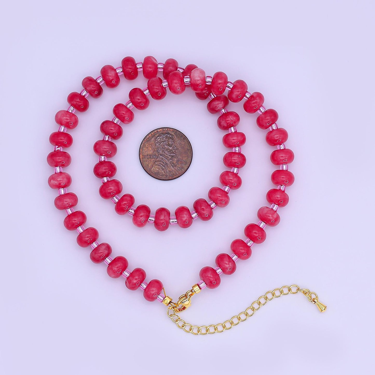14K Gold Filled Pink Rose Quartz Natural Gemstone 16 Inch, 18 Inch Necklace | WA-3149 WA-3150