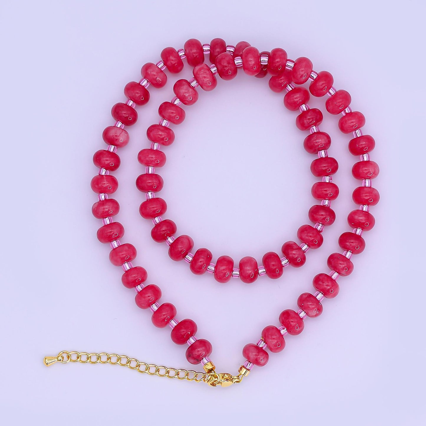 14K Gold Filled Pink Rose Quartz Natural Gemstone 16 Inch, 18 Inch Necklace | WA-3149 WA-3150
