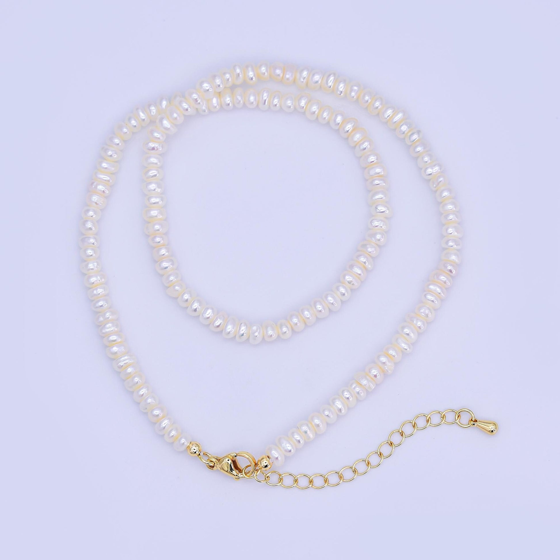 24K Gold Filled 5mm Rhondelle Freshwater Pearl 15 Inch Necklace | WA-3142