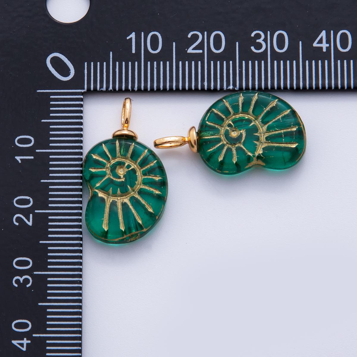 18K Gold Filled Green Conch Sea Shell Drop Pendant | AF288