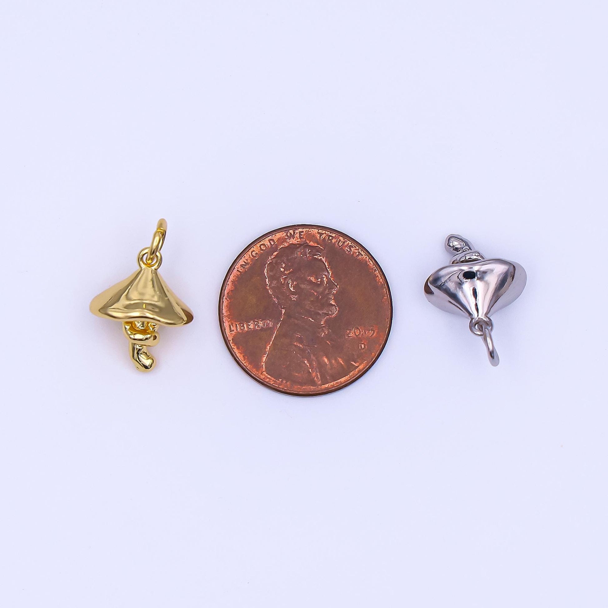 Mini Silver Mushroom Charms 24K Gold Filled Food Pendant Charm Bracelet Necklace for DIY Jewelry Making Supply AF-542