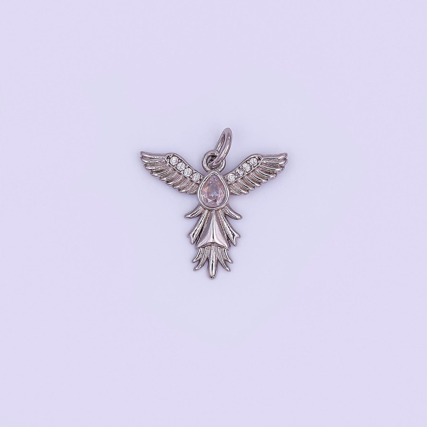 Mini gold Angel Wing charm cubic Zirconia Bird dangle for minimalist bracelet necklace earring supply component AF-490