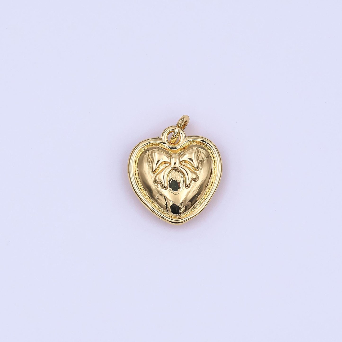 Dainty gold Heart charm Bow pendant for necklace bracelet earring component AF-488