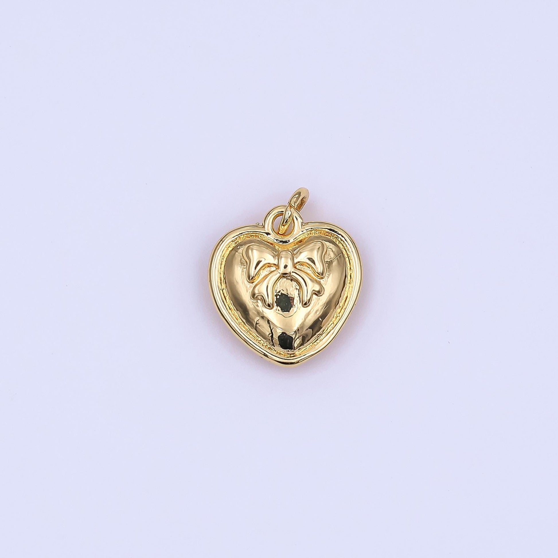 Dainty gold Heart charm Bow pendant for necklace bracelet earring component AF-488