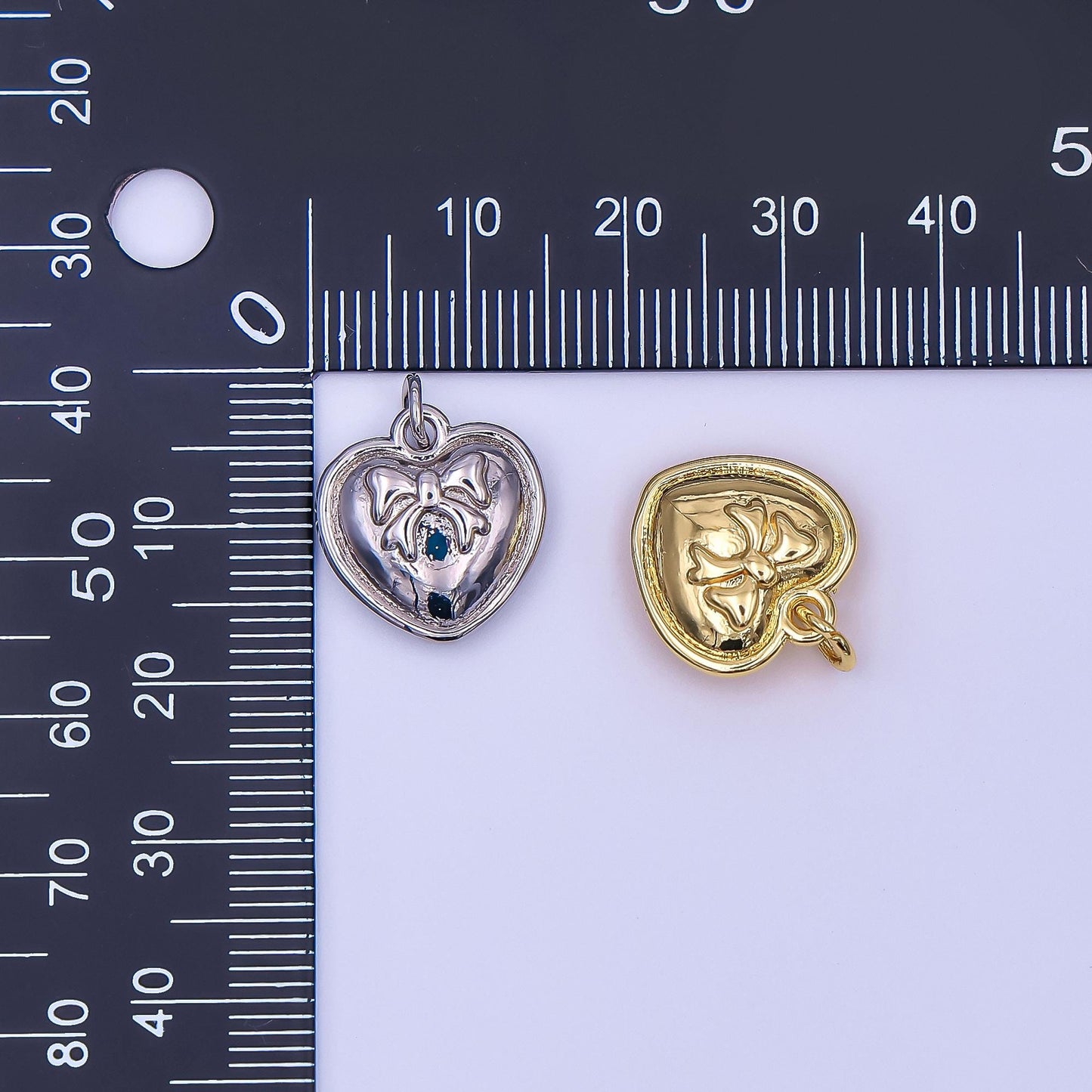 Dainty gold Heart charm Bow pendant for necklace bracelet earring component AF-488