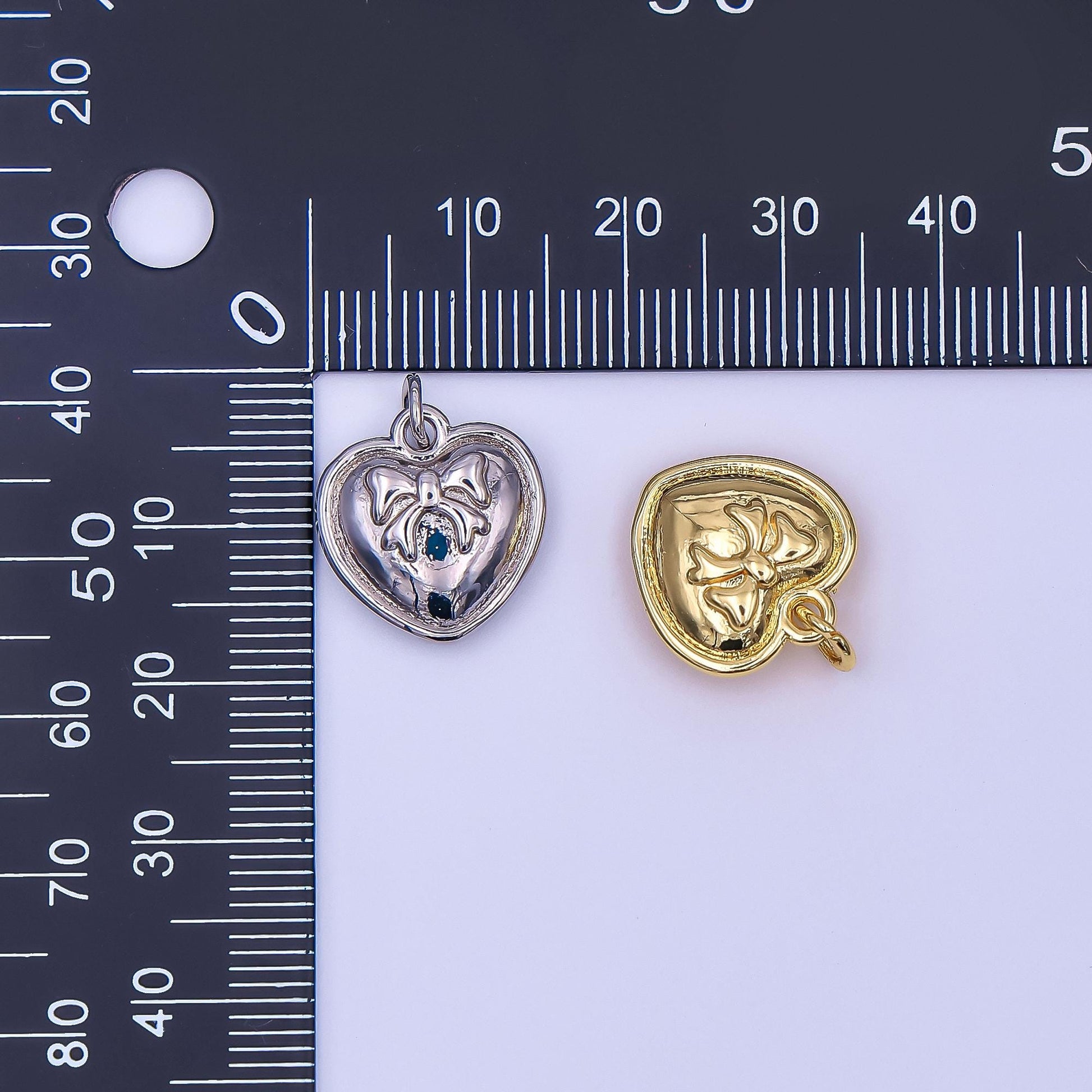 Dainty gold Heart charm Bow pendant for necklace bracelet earring component AF-488