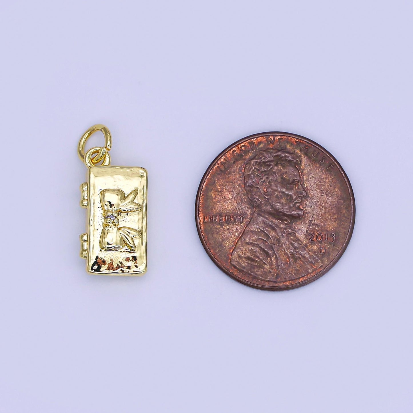 Dainty gold Make Up Box charm Bow pendant for necklace bracelet earring component AJ-311