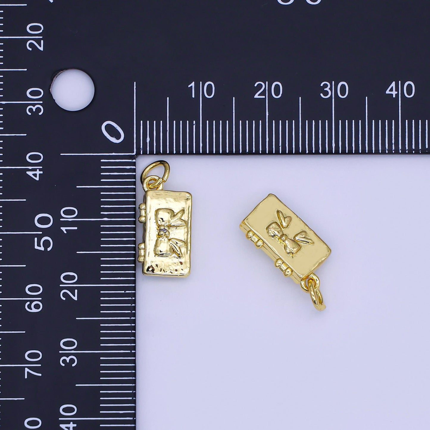 Dainty gold Make Up Box charm Bow pendant for necklace bracelet earring component AJ-311