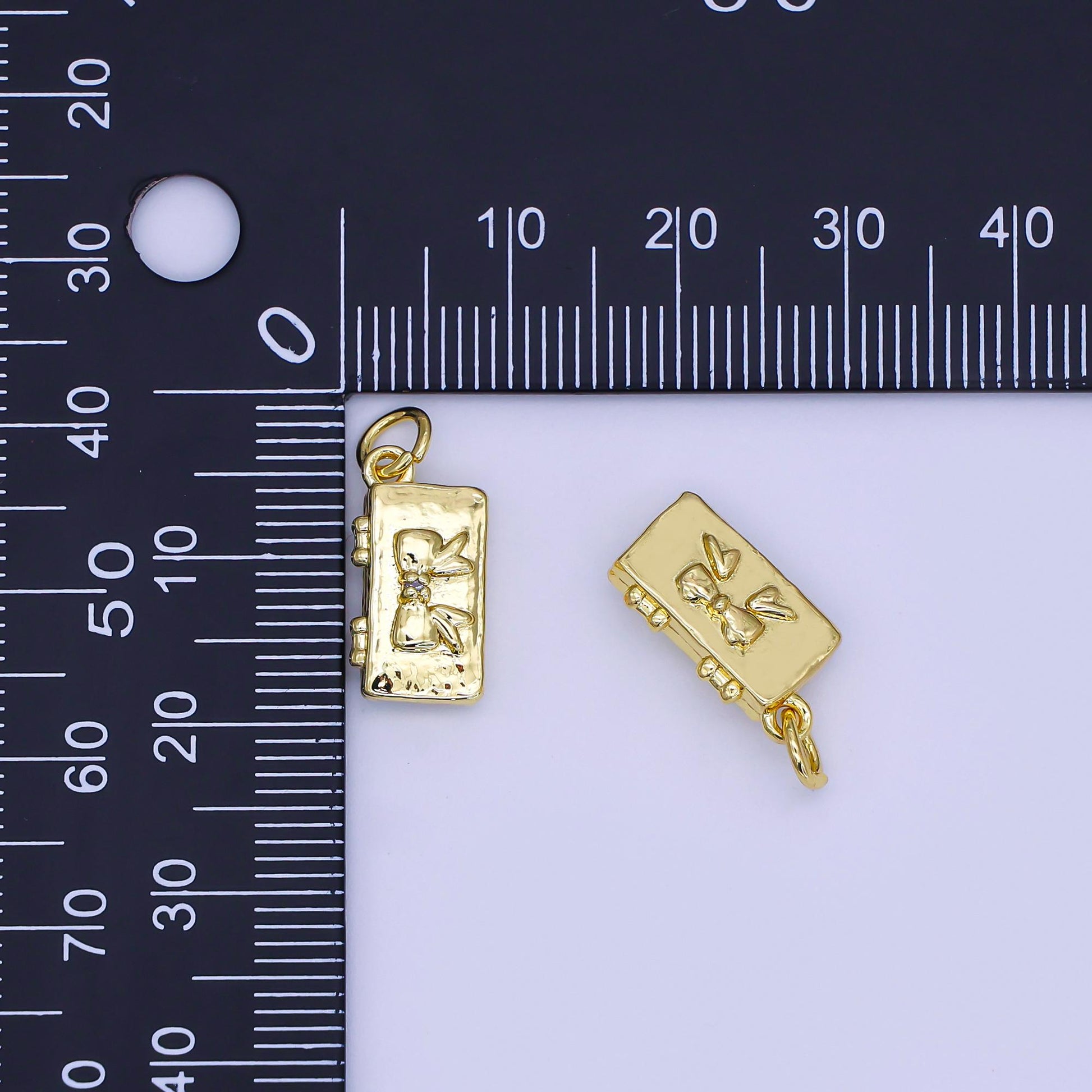 Dainty gold Make Up Box charm Bow pendant for necklace bracelet earring component AJ-311