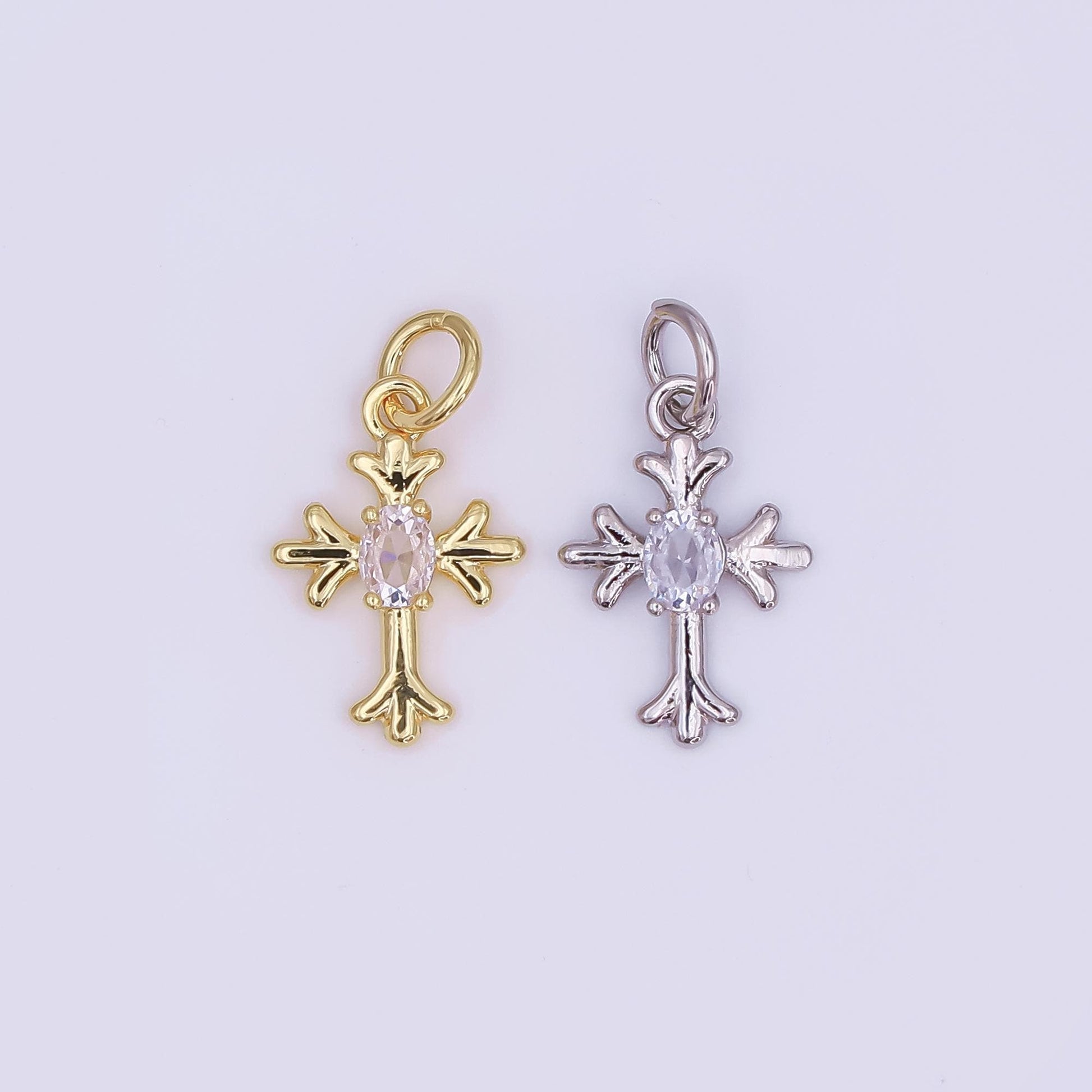Dainty gold Cross charm Tiny Cross pendant for necklace bracelet earring component AF-493