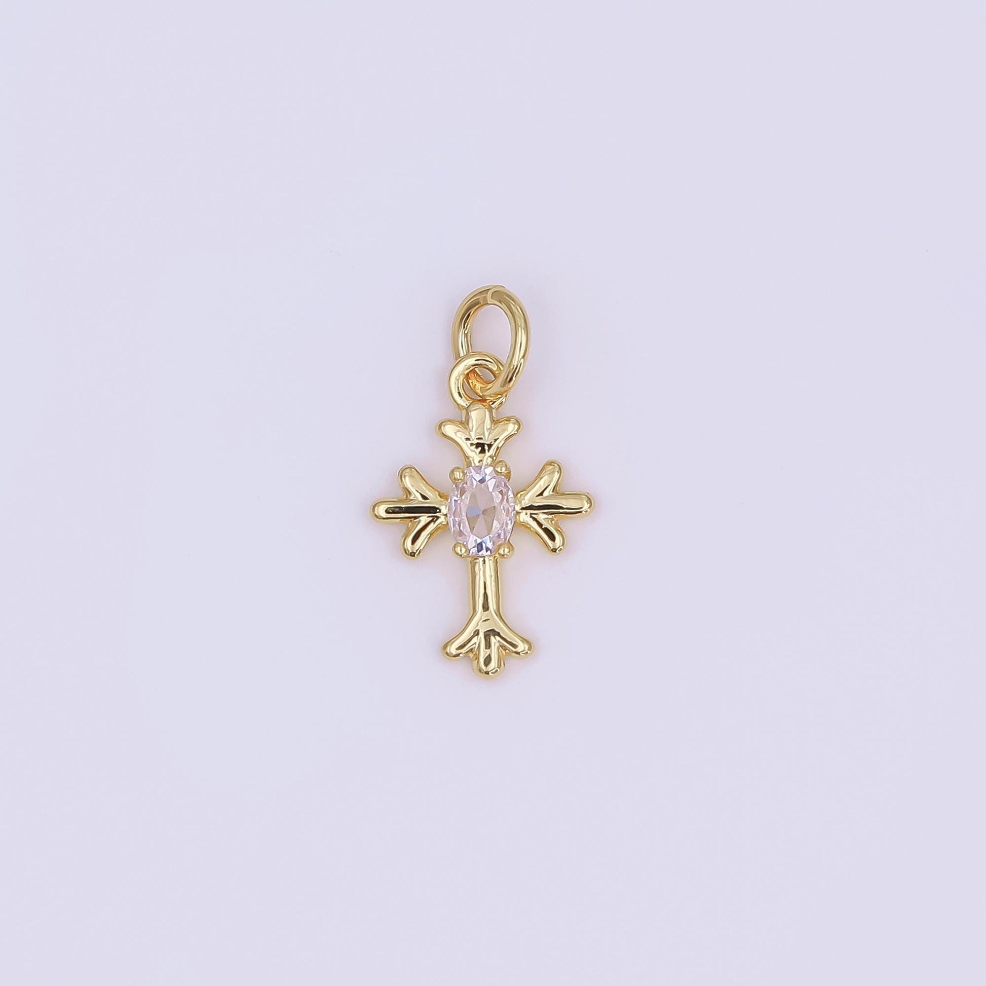 Dainty gold Cross charm Tiny Cross pendant for necklace bracelet earring component AF-493