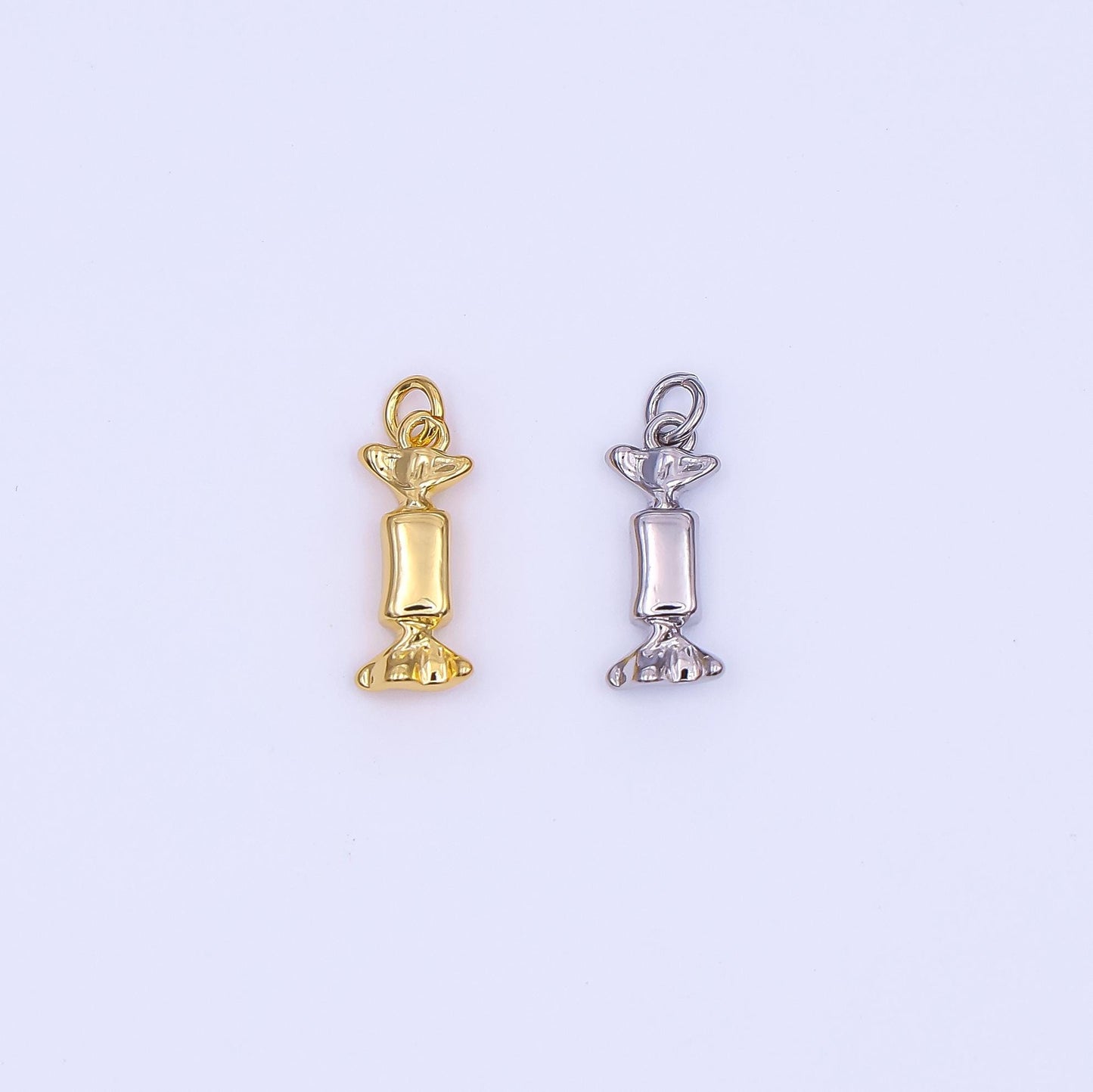 Mini Gold Candy Pendant 24K Gold Filled Charm Silver Candy Wrapper DIY Junk Food Bracelet Necklace Jewelry Making Findings Supply AF-494