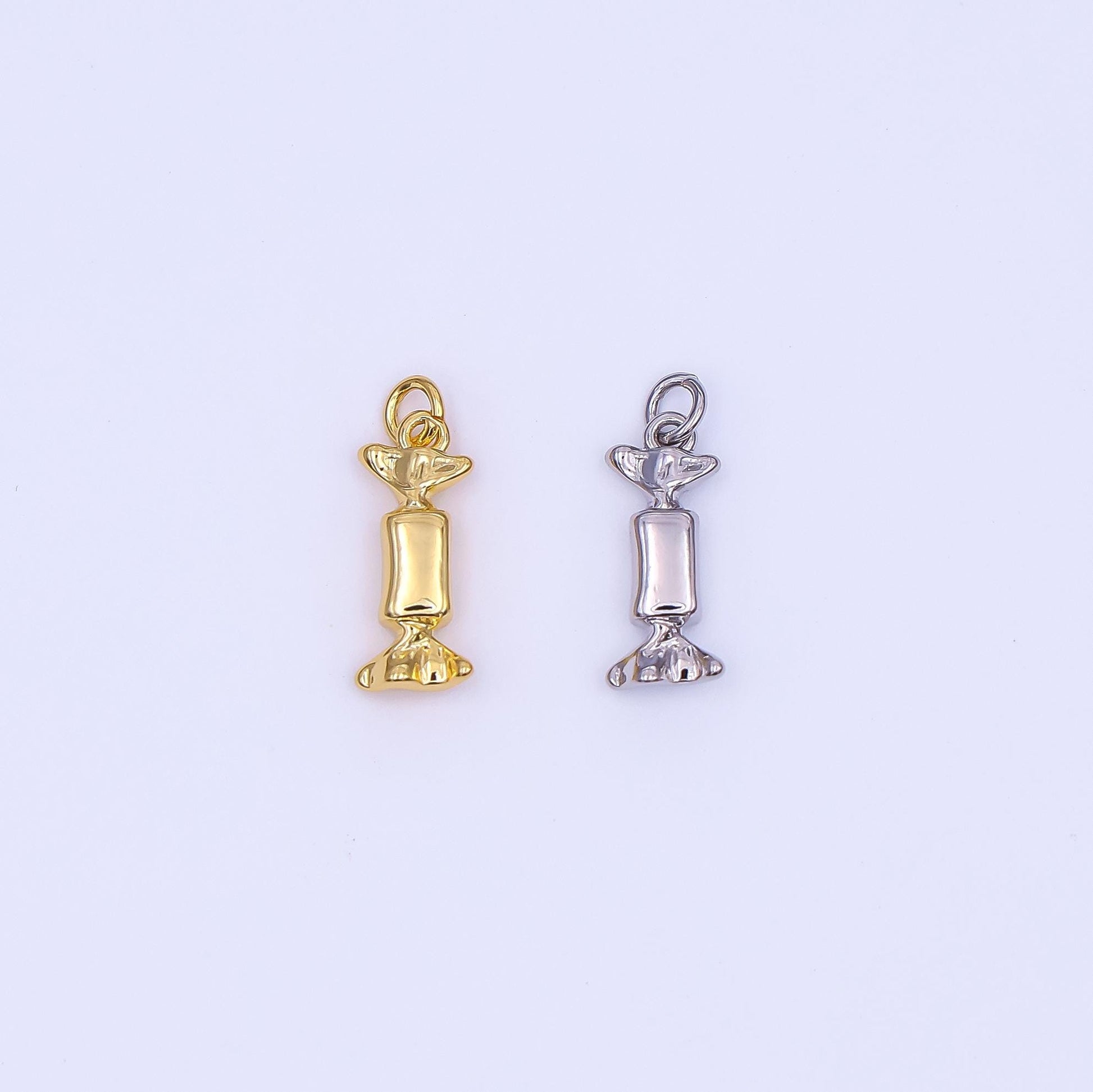 Mini Gold Candy Pendant 24K Gold Filled Charm Silver Candy Wrapper DIY Junk Food Bracelet Necklace Jewelry Making Findings Supply AF-494
