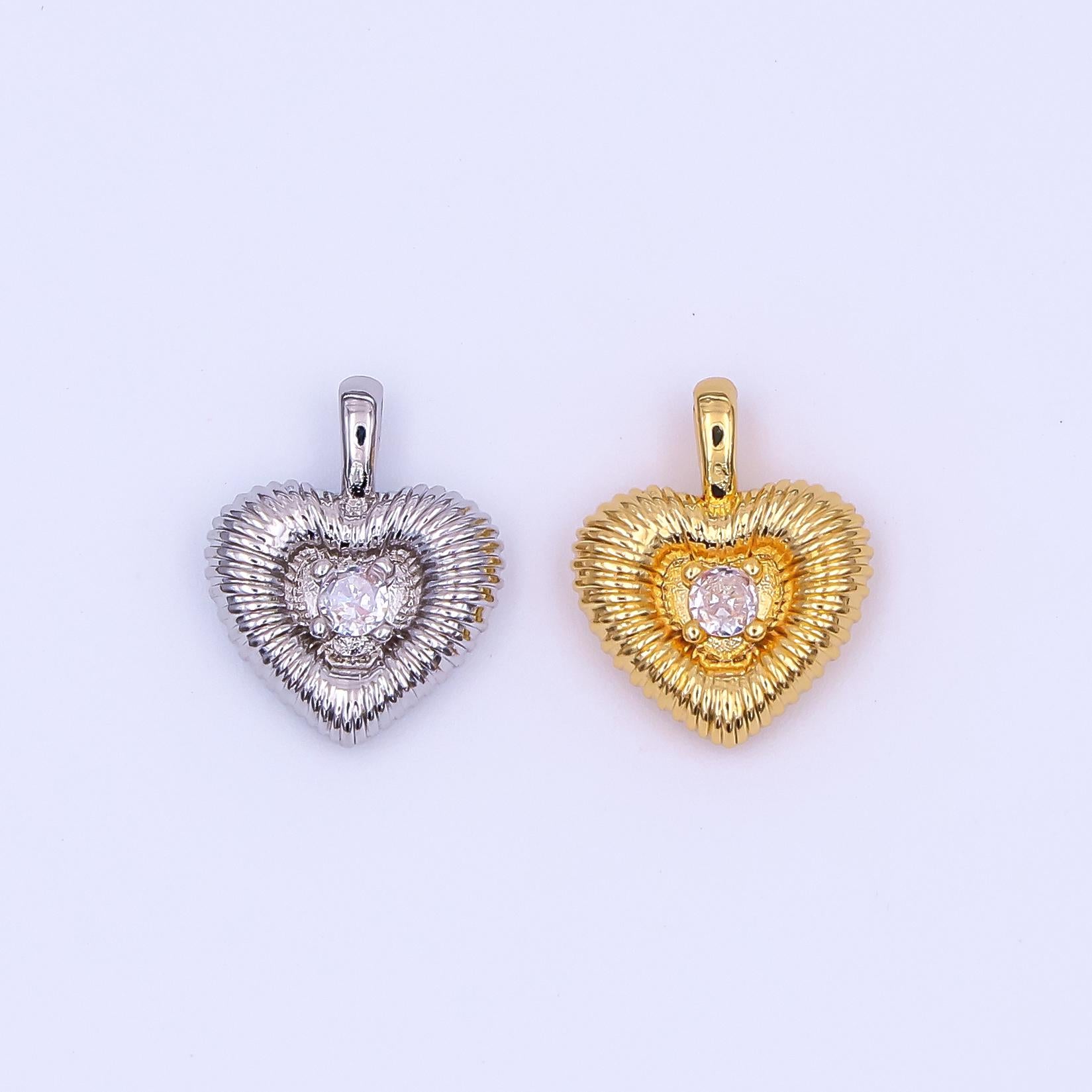 Mini 24K Gold filled heart charm necklace sunburst gold pendant, dainty heart love with Clear Cz Stone valentine gift necklace supply AH-464