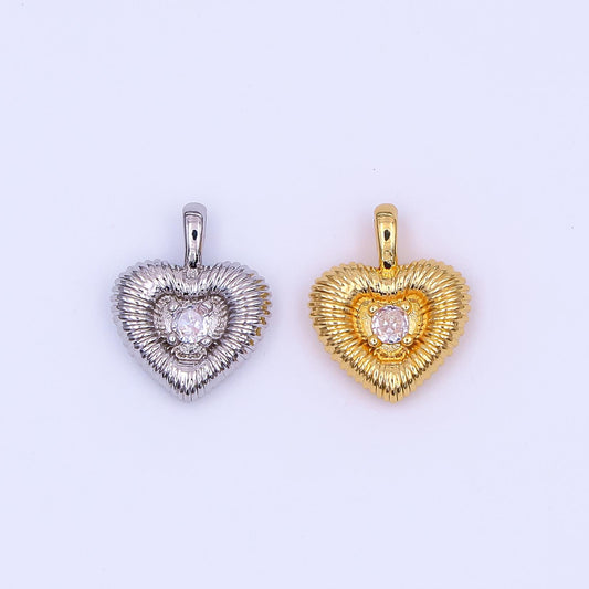 Mini 24K Gold filled heart charm necklace sunburst gold pendant, dainty heart love with Clear Cz Stone valentine gift necklace supply AH-464