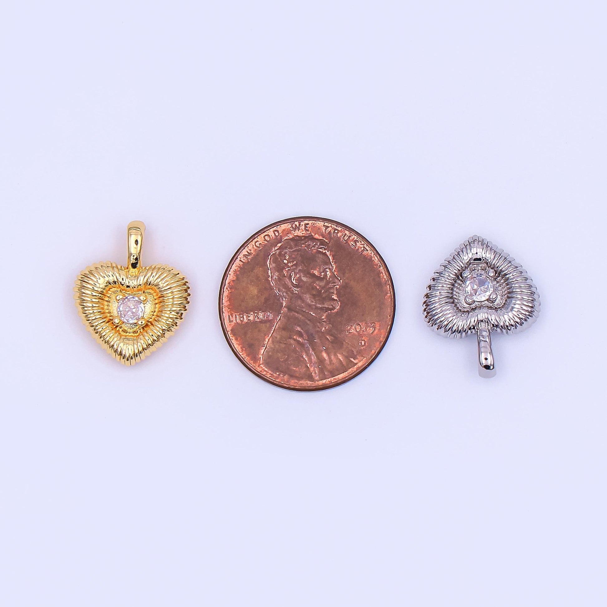 Mini 24K Gold filled heart charm necklace sunburst gold pendant, dainty heart love with Clear Cz Stone valentine gift necklace supply AH-464
