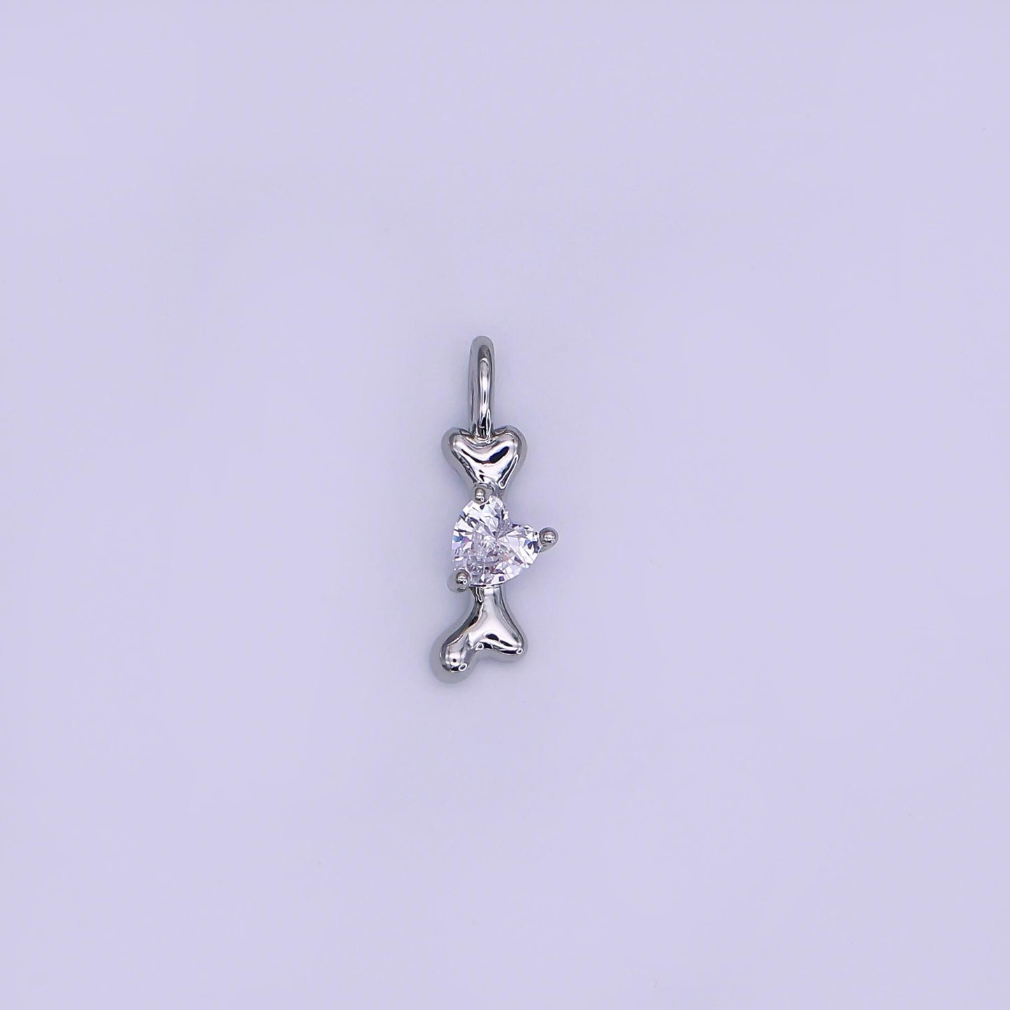 24K Gold Filled Dog Bone cz Pet Multidimensional 3D Charm in Gold & Silver | AH-483