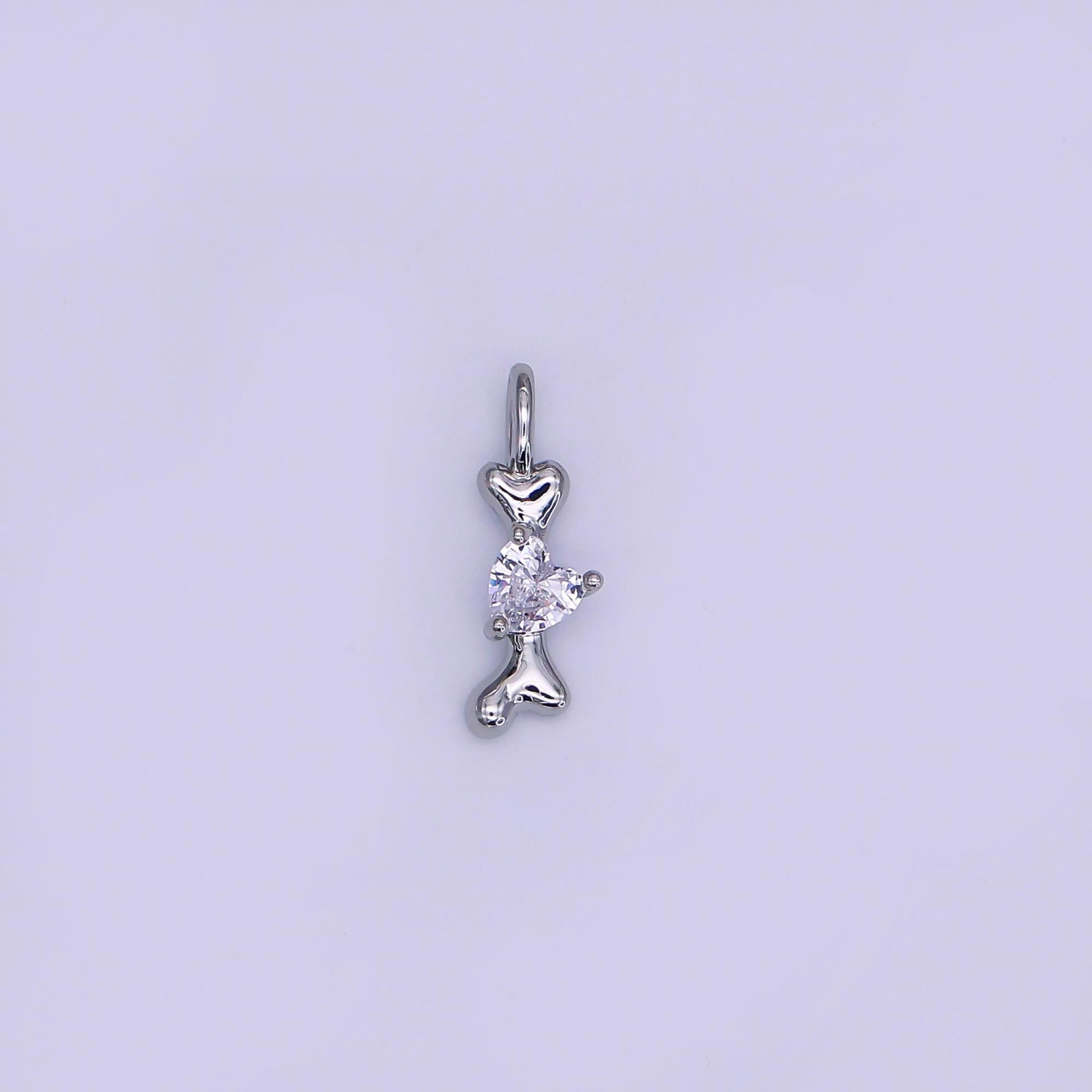 24K Gold Filled Dog Bone cz Pet Multidimensional 3D Charm in Gold & Silver | AH-483