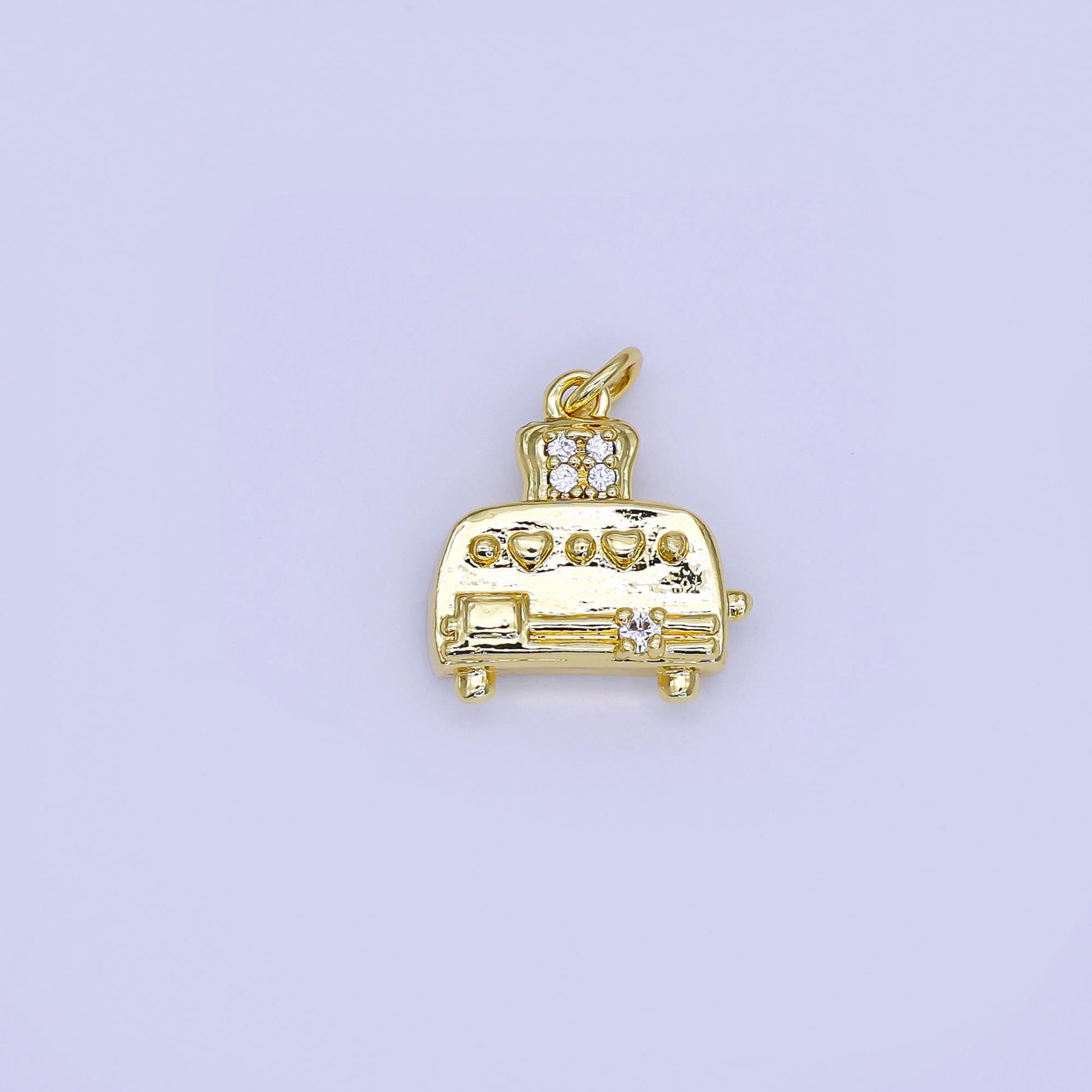 Tiny Toaster Bread charm 18k Gold Filled Kitchen Charm for Bracelets and Necklaces Supply AJ-321