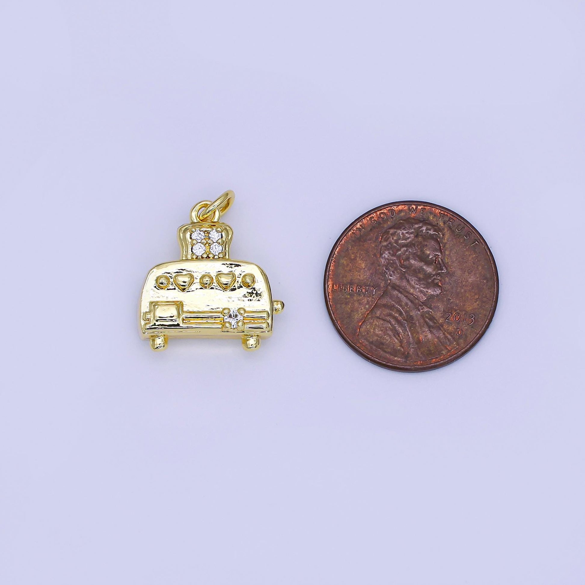 Tiny Toaster Bread charm 18k Gold Filled Kitchen Charm for Bracelets and Necklaces Supply AJ-321