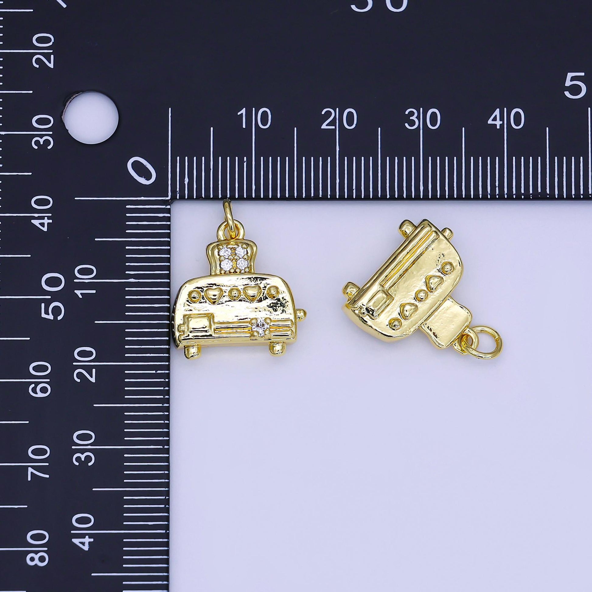 Tiny Toaster Bread charm 18k Gold Filled Kitchen Charm for Bracelets and Necklaces Supply AJ-321