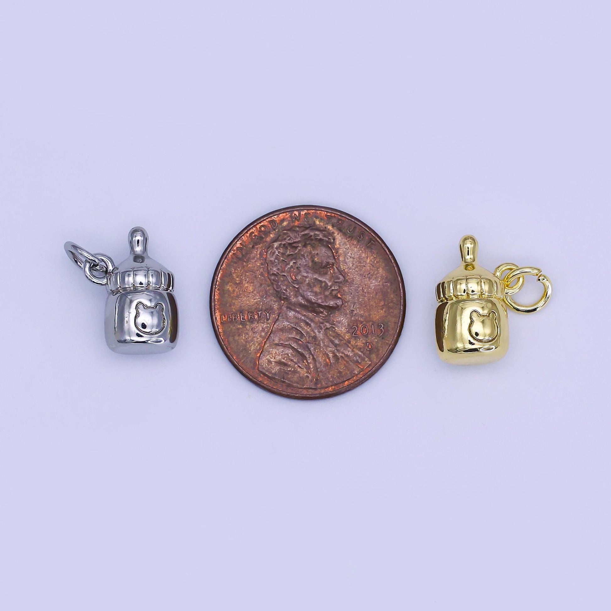 24K Gold Filled Baby Milk Charm Pacifier Bottle Kids Charm for baby shower party | AJ-303
