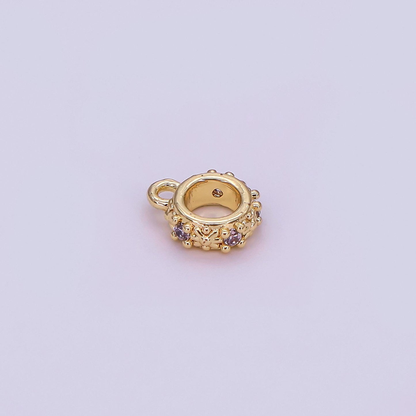 CZ Gold bail beads spacer with closed link for charm holder spacer with loop cord bails slider bails, spacer ring Z-1281