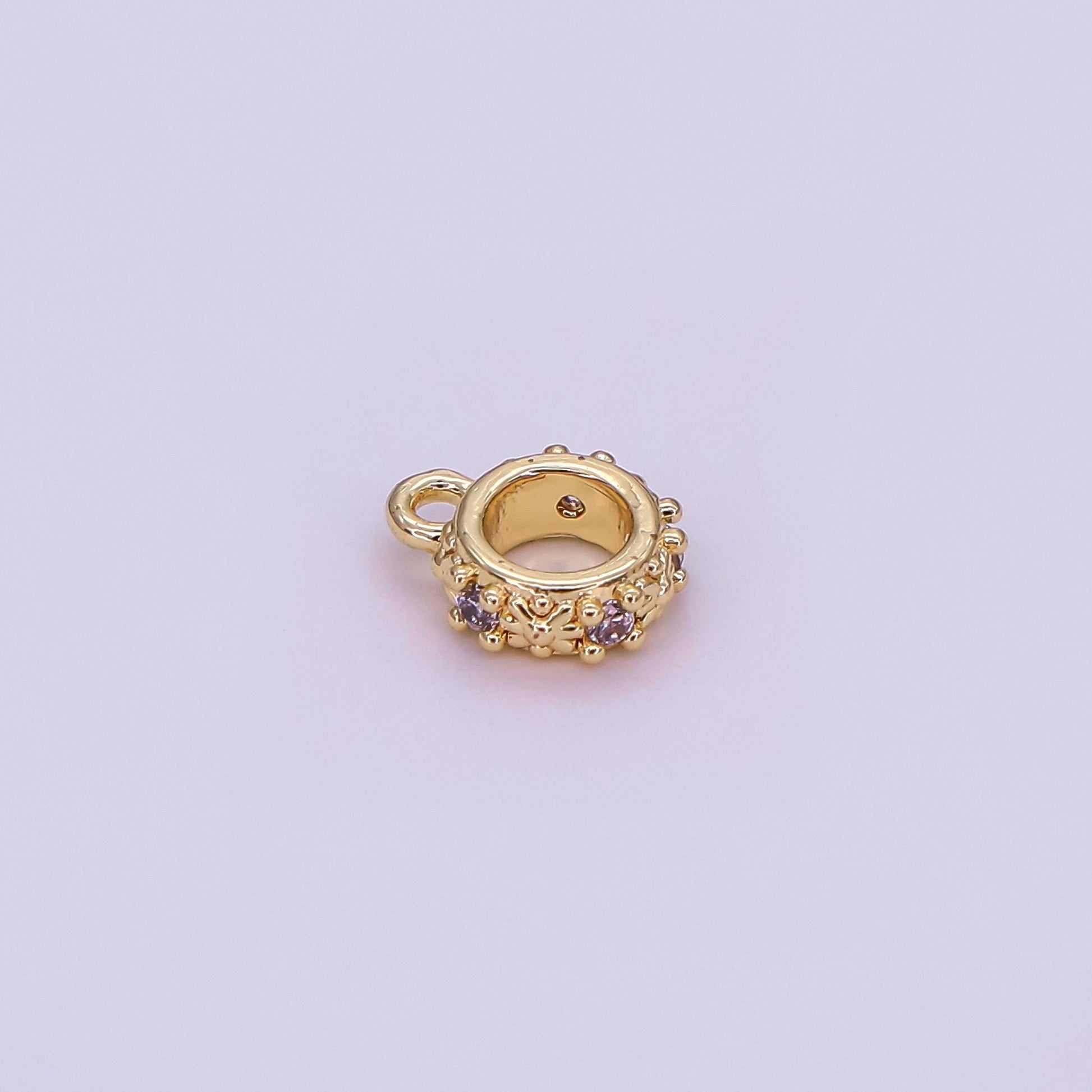 CZ Gold bail beads spacer with closed link for charm holder spacer with loop cord bails slider bails, spacer ring Z-1281