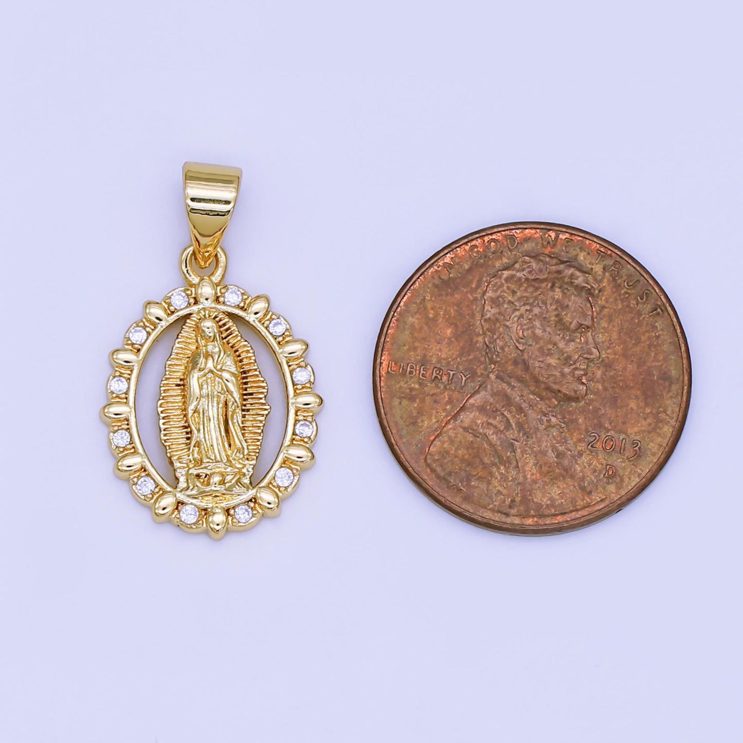 Dainty Lady Guadalupe pendant, 24k gold filled Virgin Mary charm Medallion pendant religious bracelet, necklace rosary AH-450