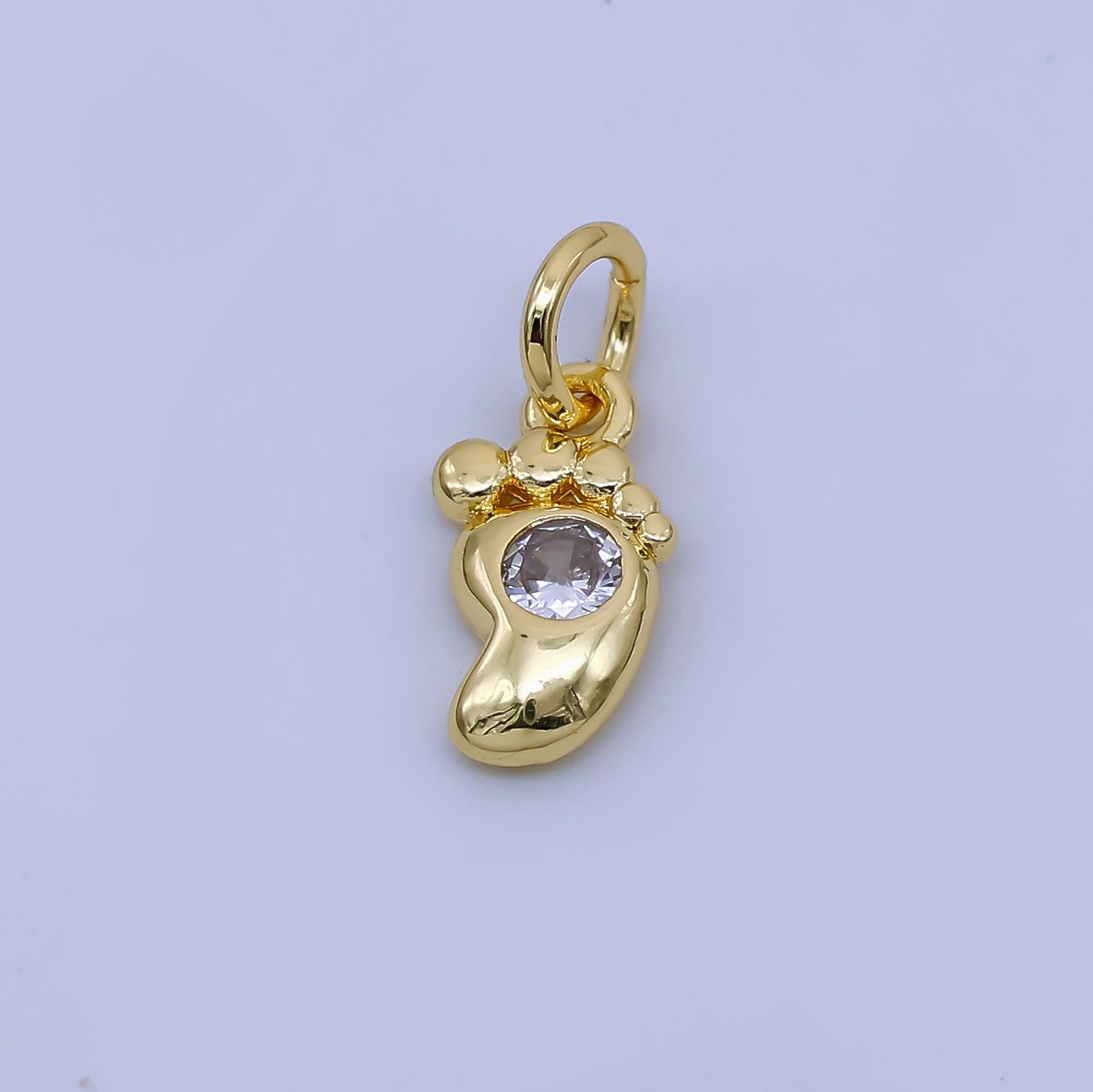 24K Gold Filled Baby Footprint Charm Baby Shower Mother To Be Bracelet Necklace Charm for baby shower party | AJ-380