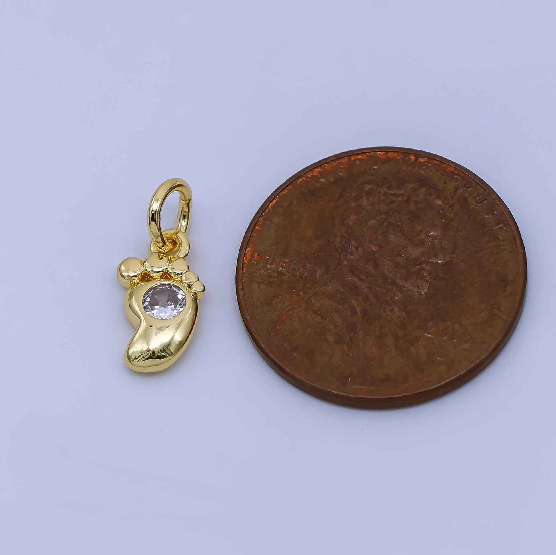 24K Gold Filled Baby Footprint Charm Baby Shower Mother To Be Bracelet Necklace Charm for baby shower party | AJ-380