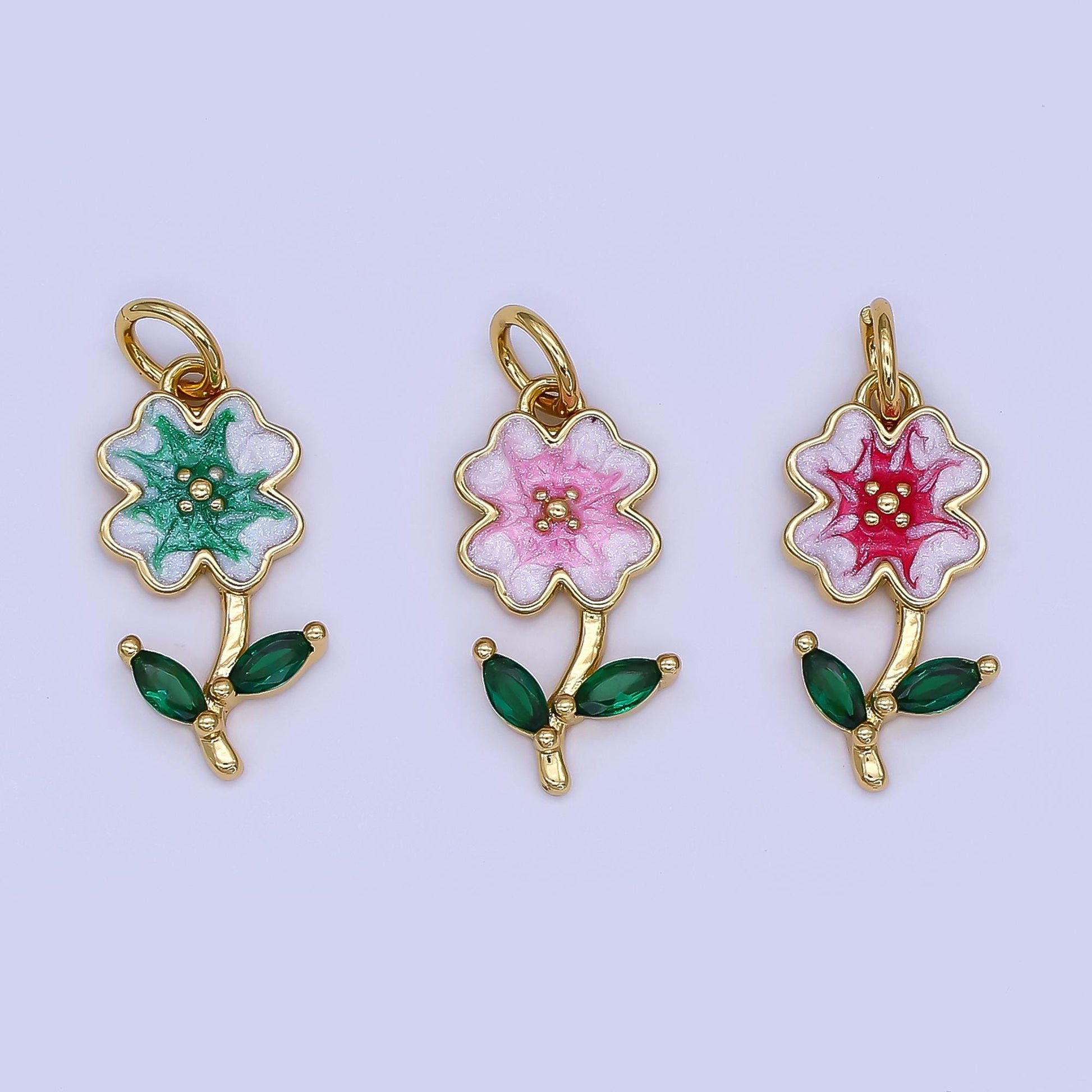 Mini Enamel Flower Charm in 24K Gold Filled Charm Floral Charm Garden Spring Jewelry Inspired | AF-506