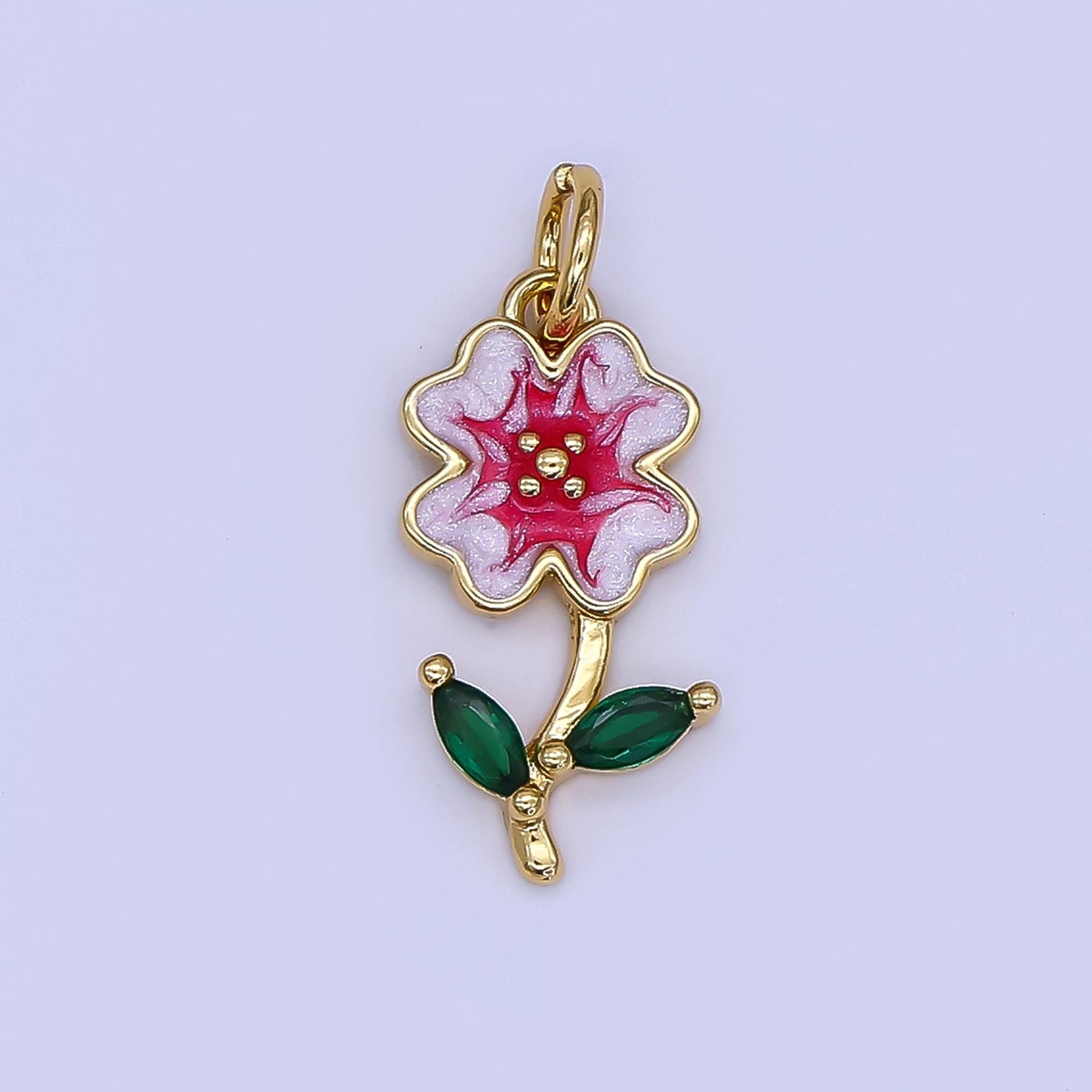 Mini Enamel Flower Charm in 24K Gold Filled Charm Floral Charm Garden Spring Jewelry Inspired | AF-506
