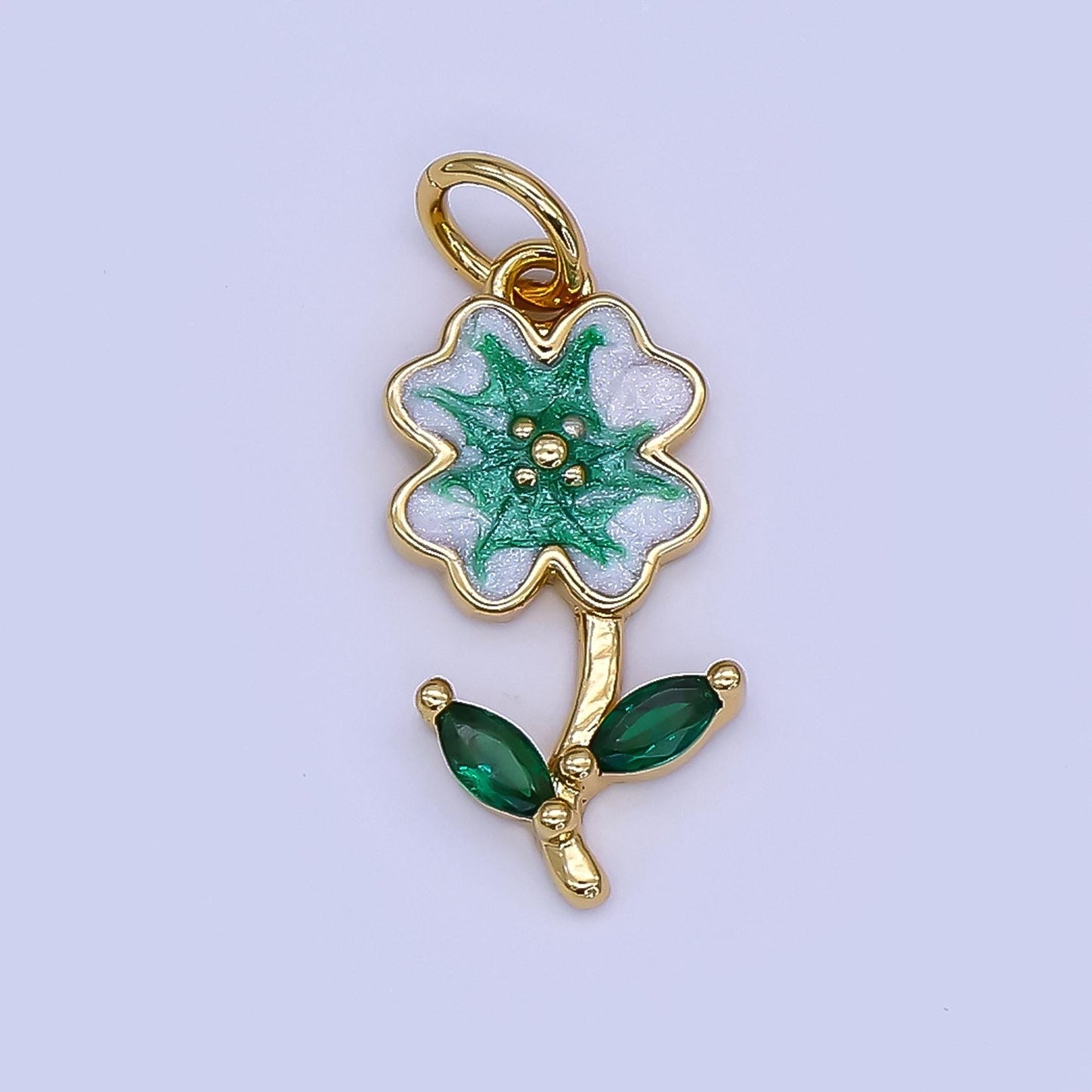 Mini Enamel Flower Charm in 24K Gold Filled Charm Floral Charm Garden Spring Jewelry Inspired | AF-506