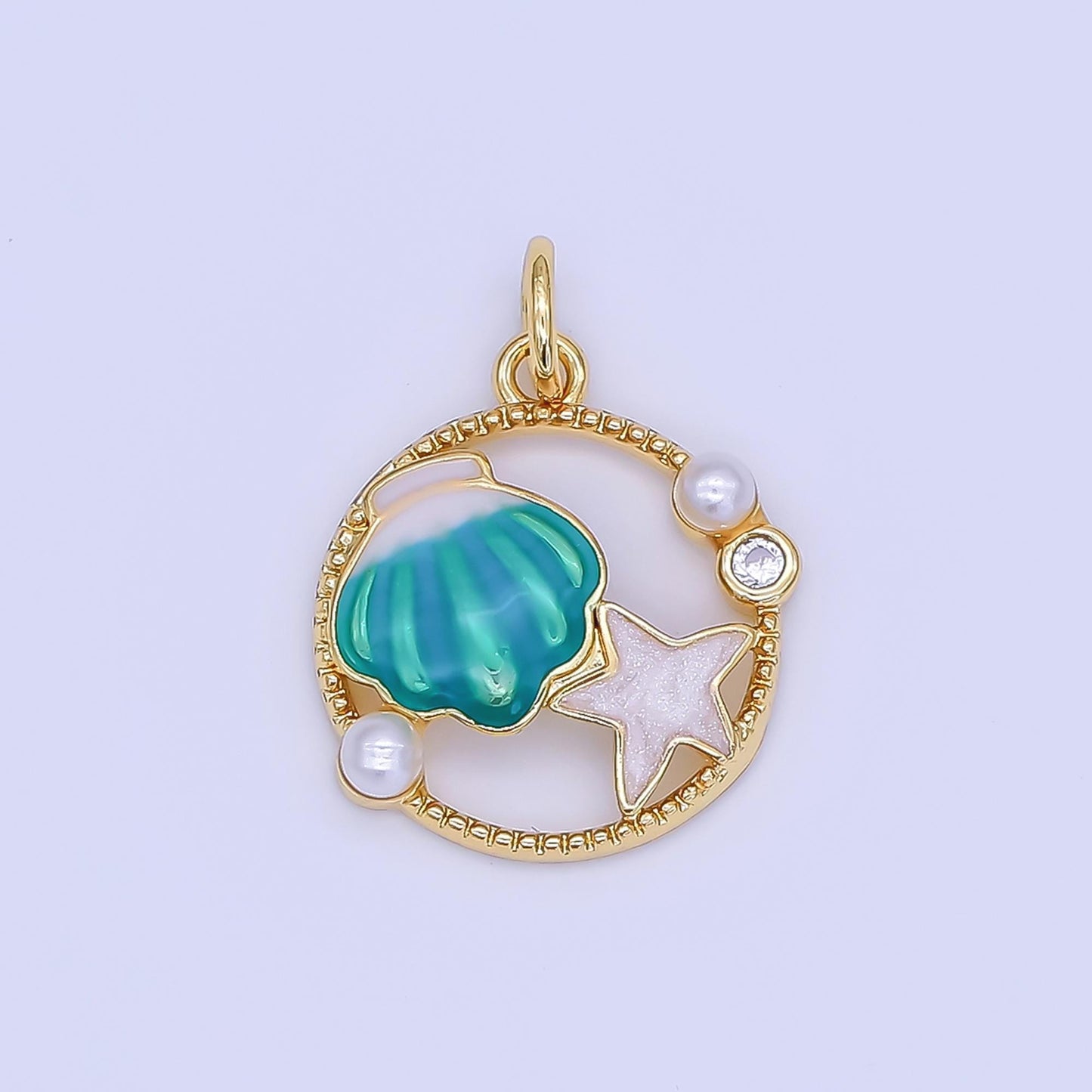 Colorful Shell 24k gold Filled tiny charms, star fish charm, gold starfish ,gold beach charm under the sea jewelry inspired AF-508