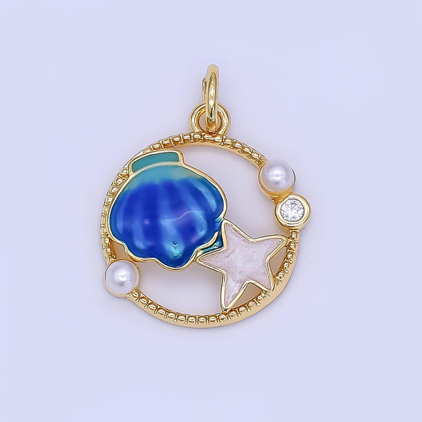 Colorful Shell 24k gold Filled tiny charms, star fish charm, gold starfish ,gold beach charm under the sea jewelry inspired AF-508