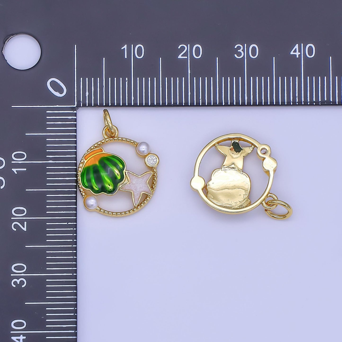 Colorful Shell 24k gold Filled tiny charms, star fish charm, gold starfish ,gold beach charm under the sea jewelry inspired AF-508
