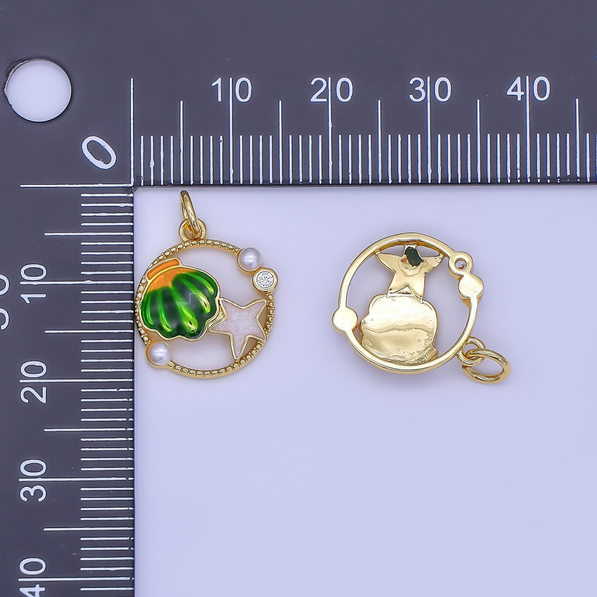 Colorful Shell 24k gold Filled tiny charms, star fish charm, gold starfish ,gold beach charm under the sea jewelry inspired AF-508