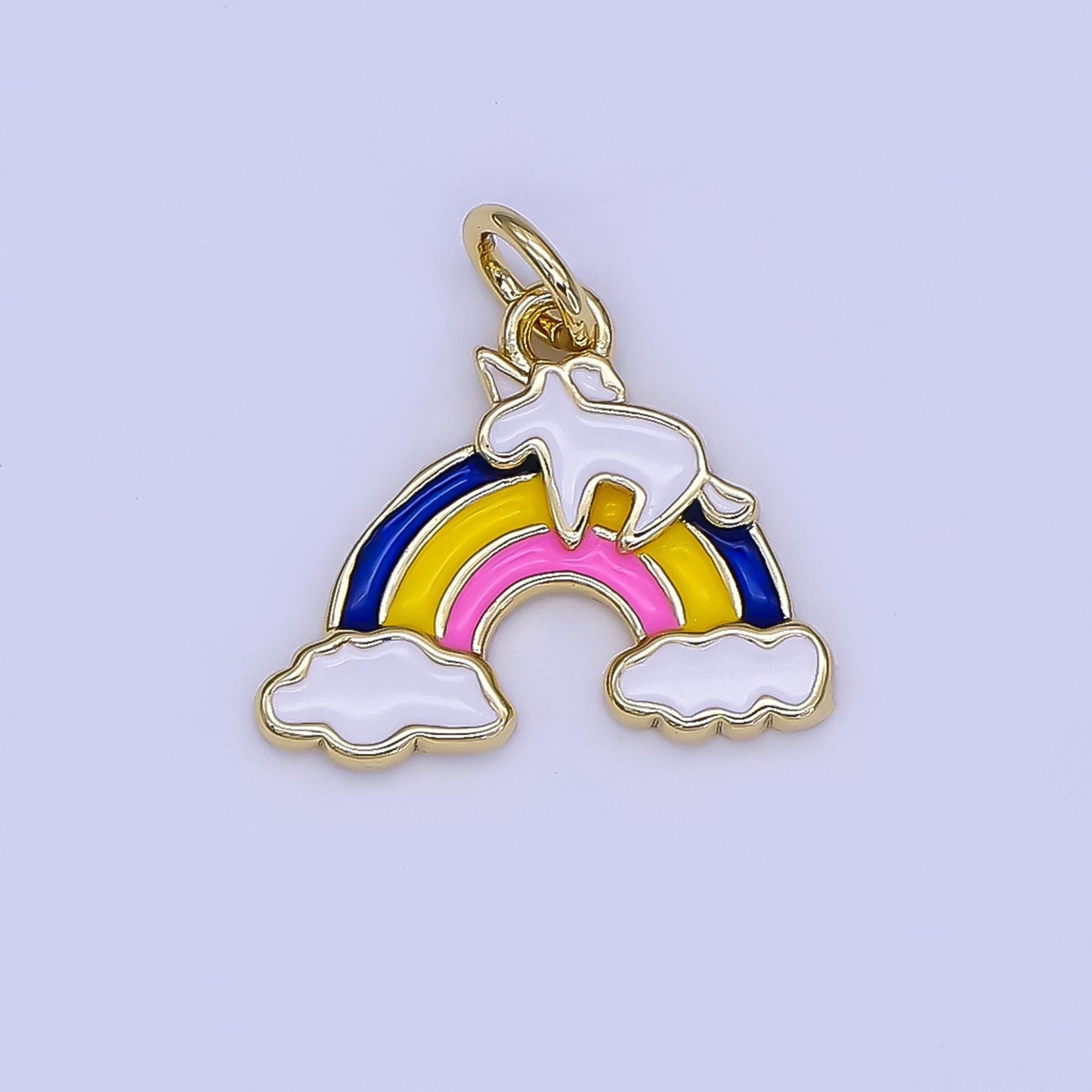 Mini Rainbow Enamel Unicorn Charm in 24K Gold Filled Kids Girl Jewelry Making Supply | N-1650