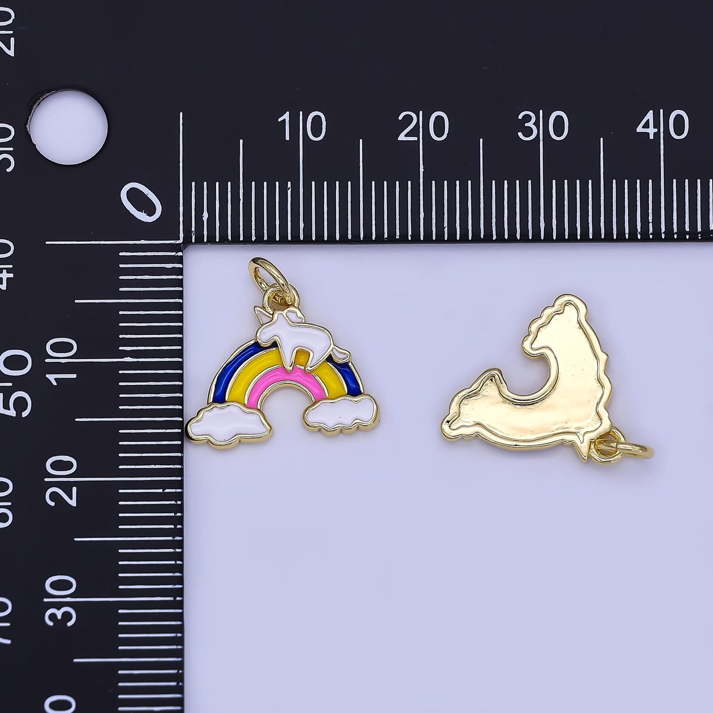 Mini Rainbow Enamel Unicorn Charm in 24K Gold Filled Kids Girl Jewelry Making Supply | N-1650