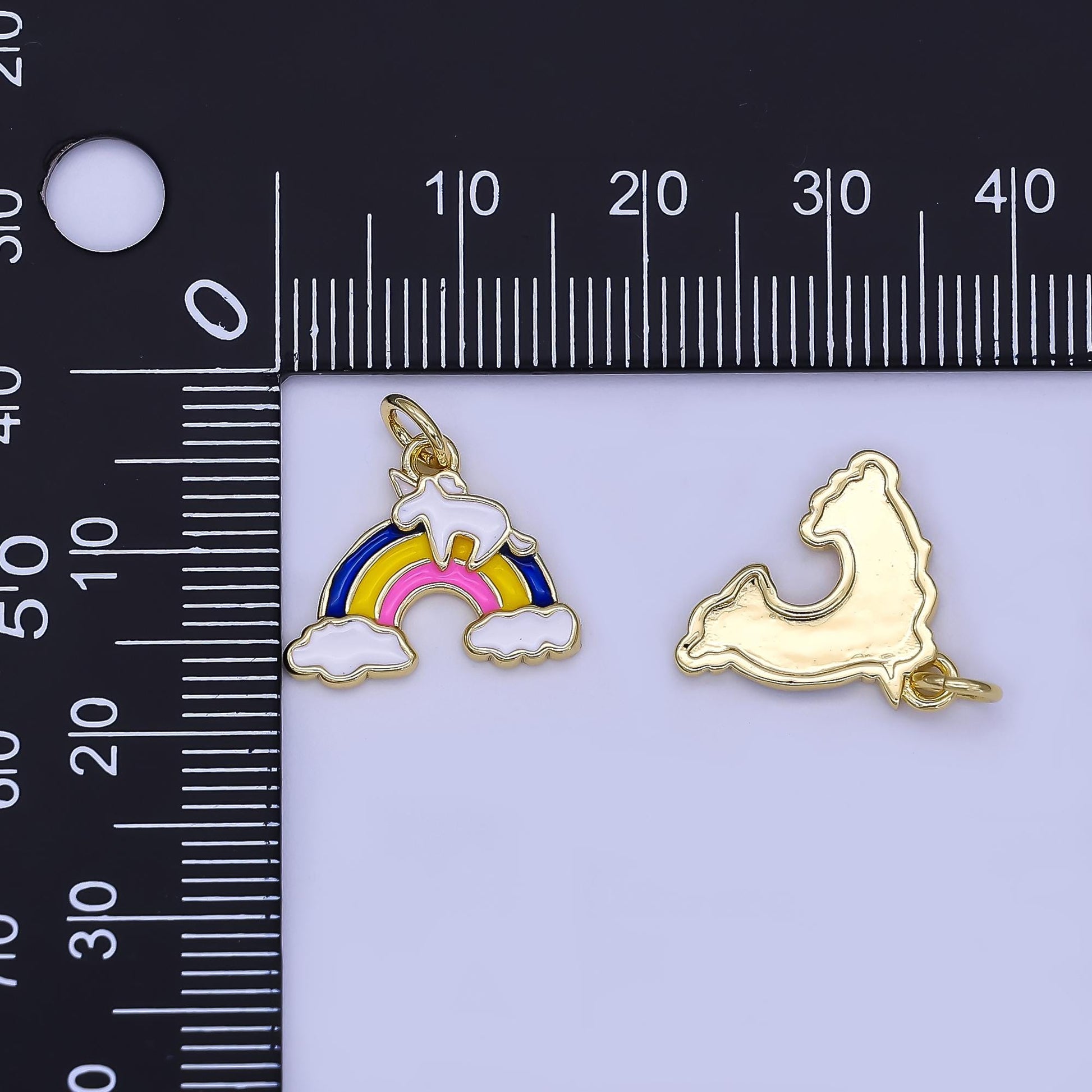 Mini Rainbow Enamel Unicorn Charm in 24K Gold Filled Kids Girl Jewelry Making Supply | N-1650
