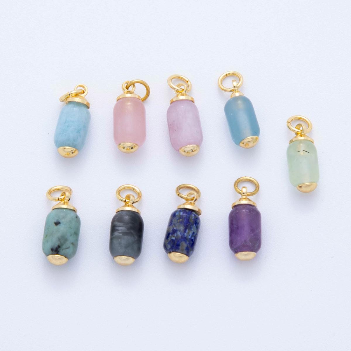 18K Gold-Filled Oblong Gemstone Mini Charm | AF394-AF402