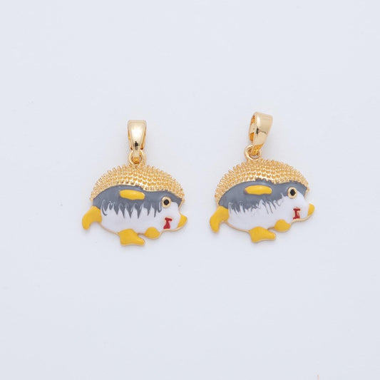 18K Gold Filled Hedgehog Porcupine Enamel Animal Pendant | AH764